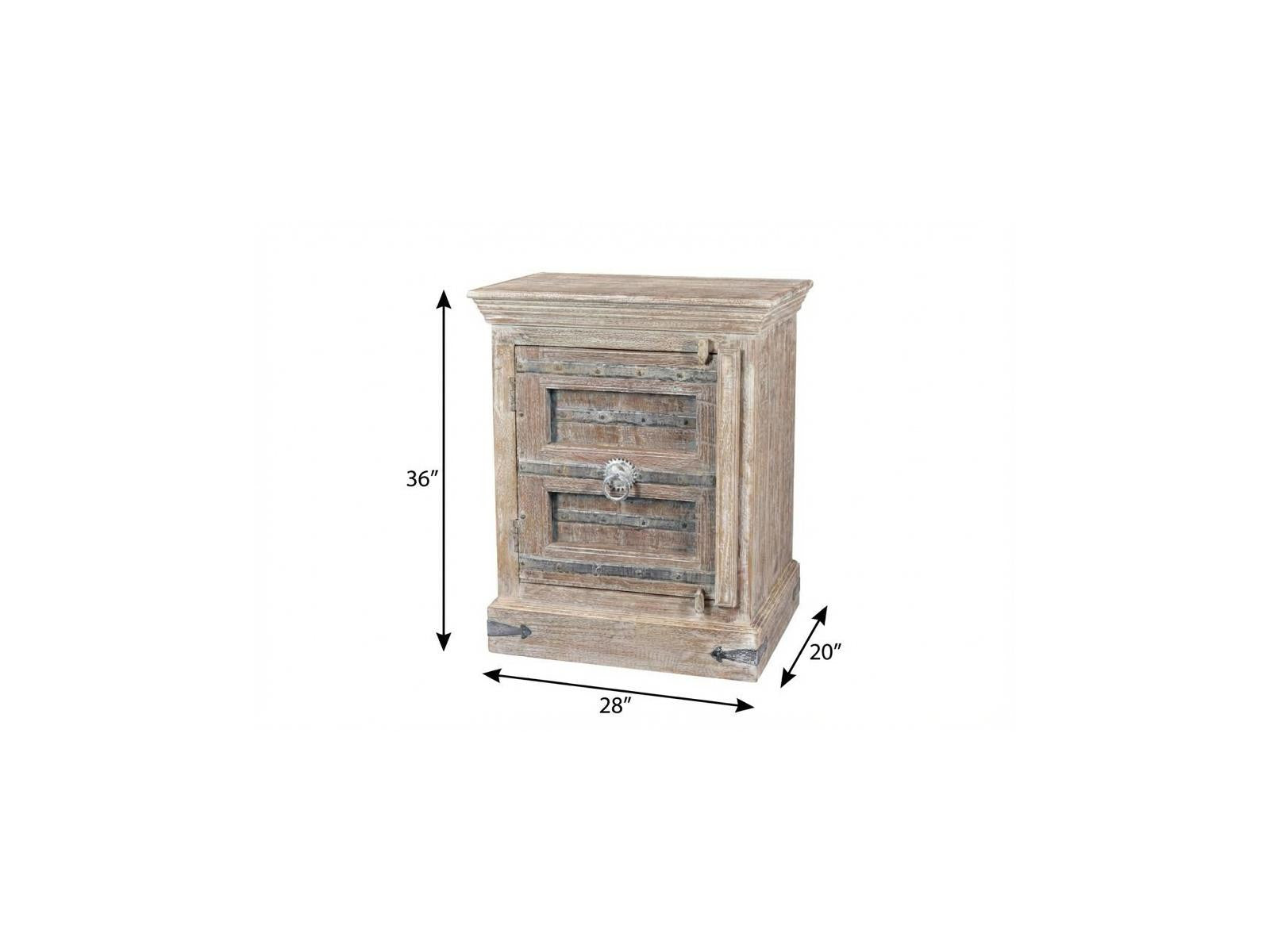 36" White Solid Wood Distressed Nightstand