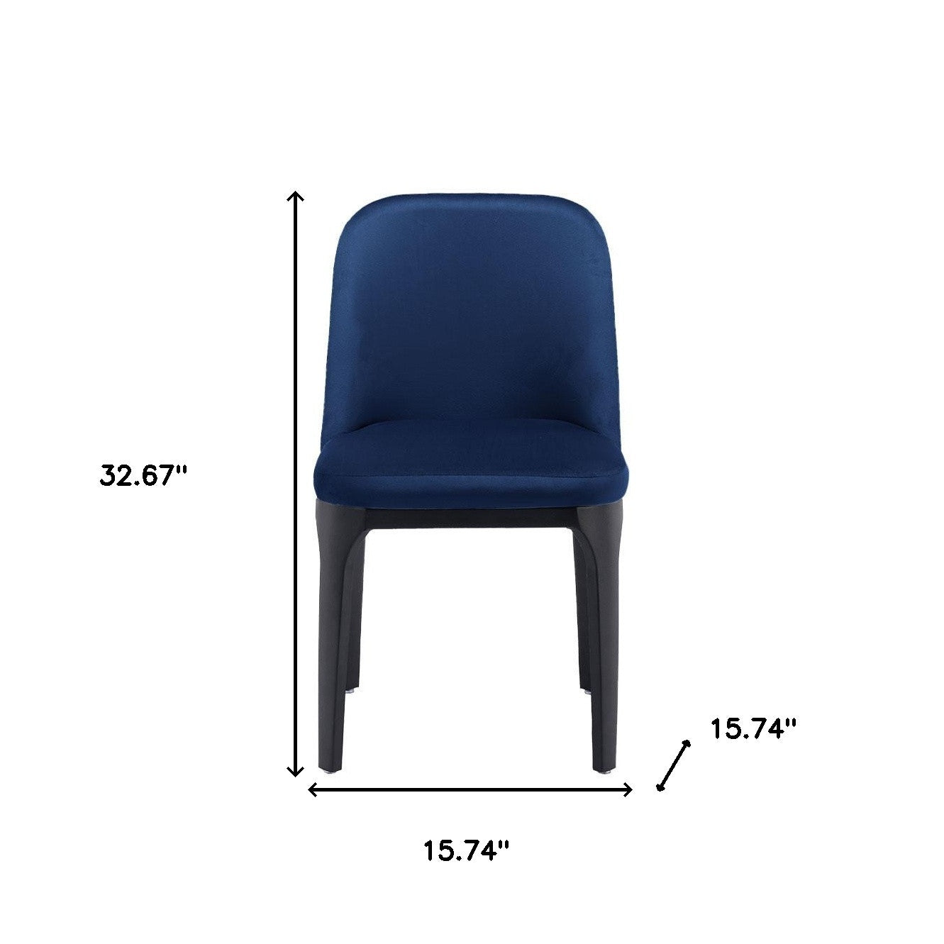 Blue and Black Upholstered Velvet Dining Side Chair