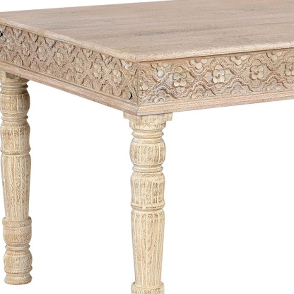 60" White Solid Wood Dining Table