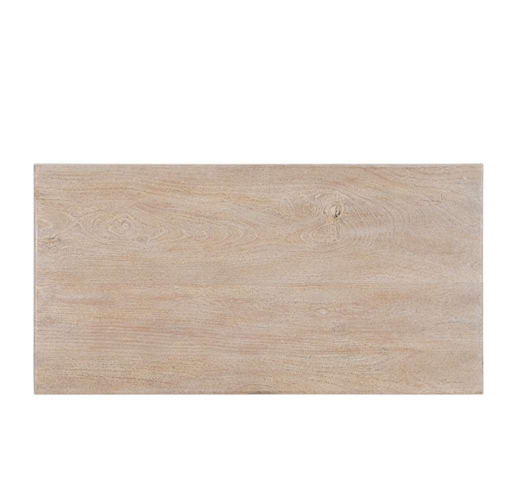 51" White Solid Wood Distressed Coffee Table