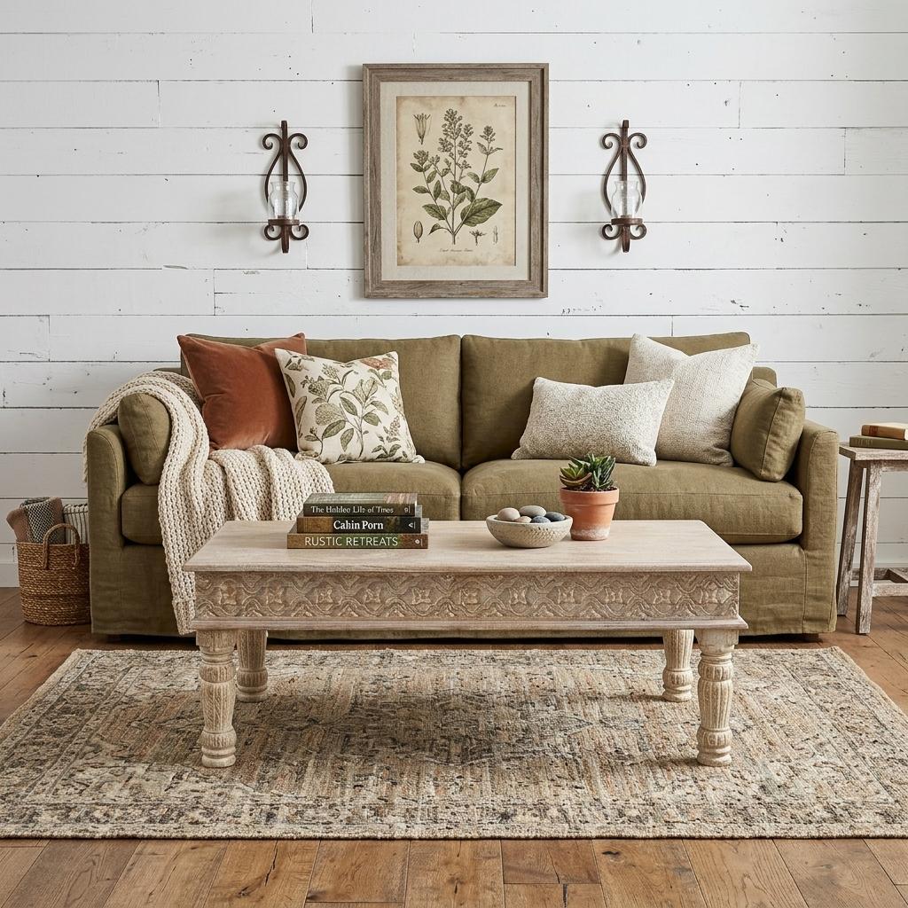 51" White Solid Wood Distressed Coffee Table