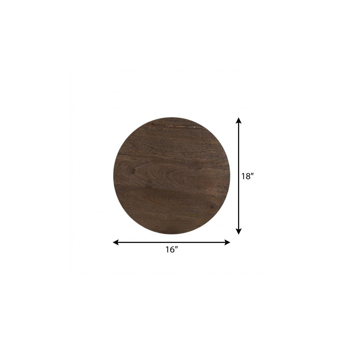 18" Dark Brown Solid Wood Round End Table