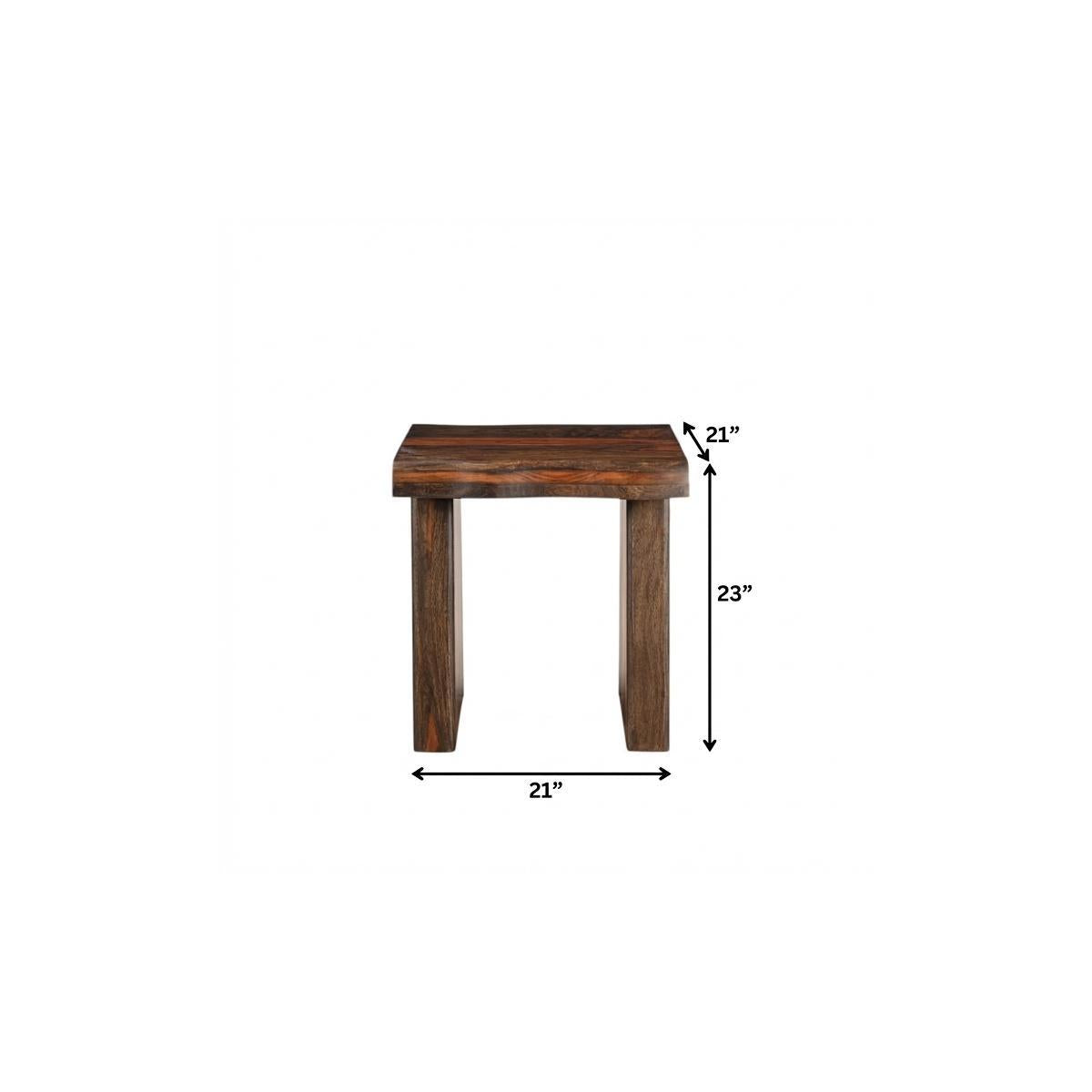 23" Dark Brown And Brown Wood Solid Wood Square End Table