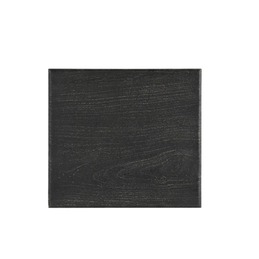 24" Black Distressed Solid Wood Square End Table