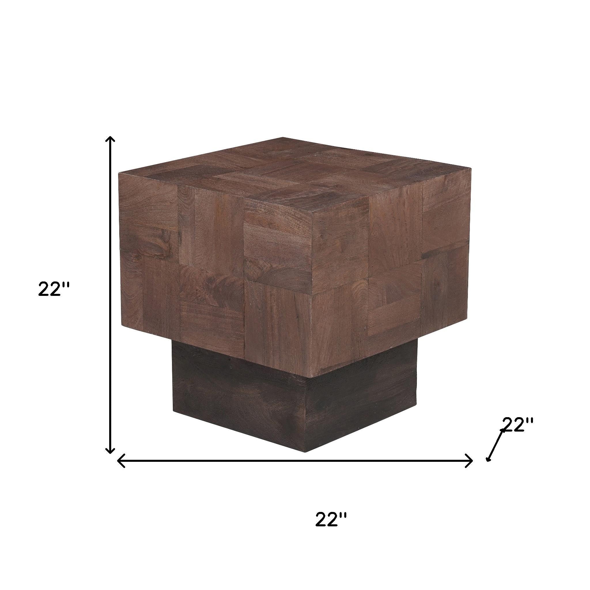 22" Black And Brown Solid Wood Square End Table