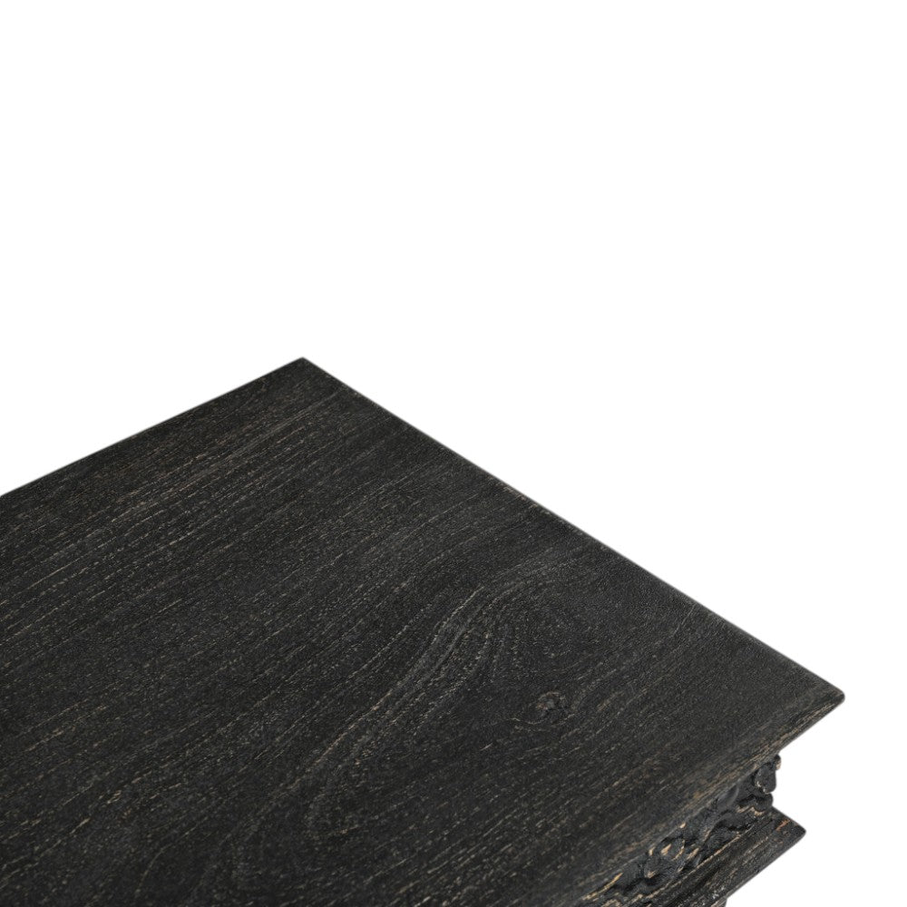 24" Black Distressed Solid Wood End Table