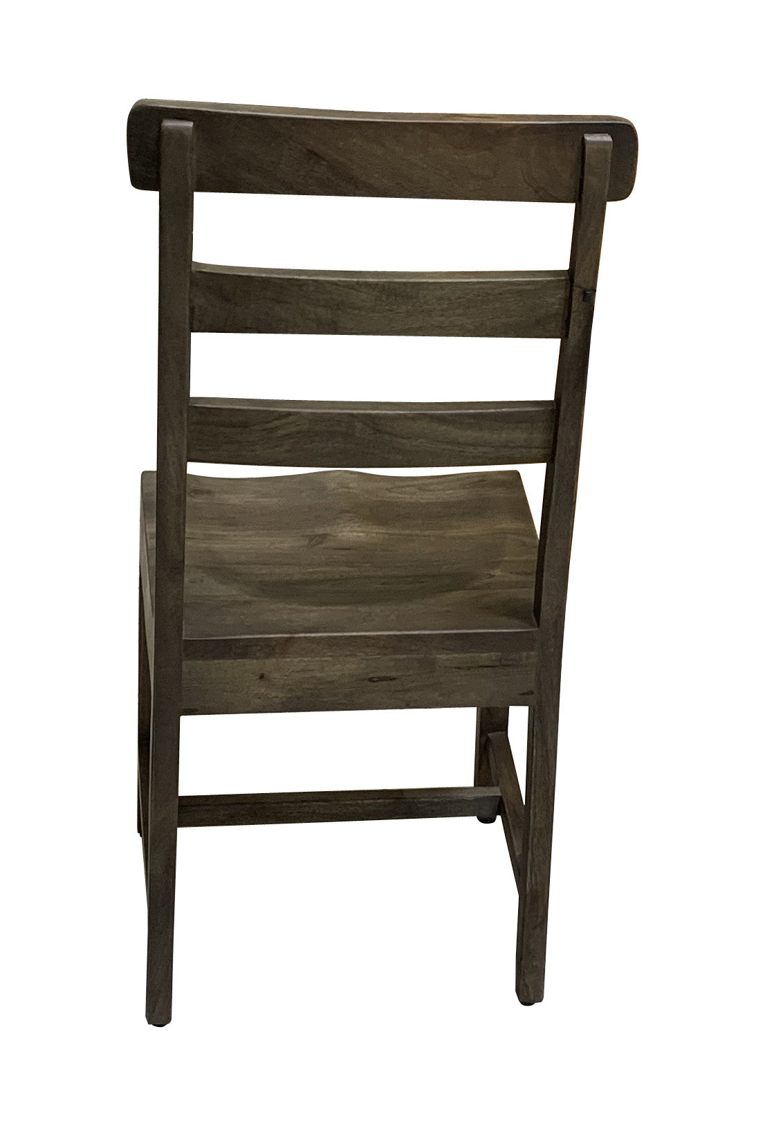 Set of Two Dark Brown Wood Ladder Back Dining Side Chairs