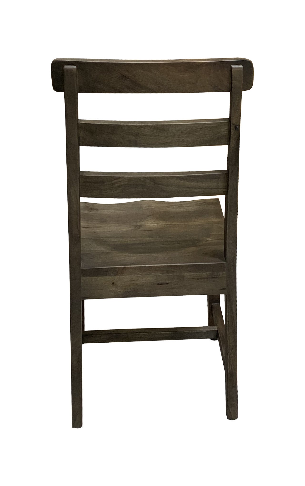 Set of Two Dark Brown Wood Ladder Back Dining Side Chairs