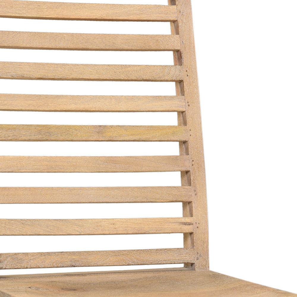 Set of Two Brown Solid Wood Ladder Back Dining Side Chairs