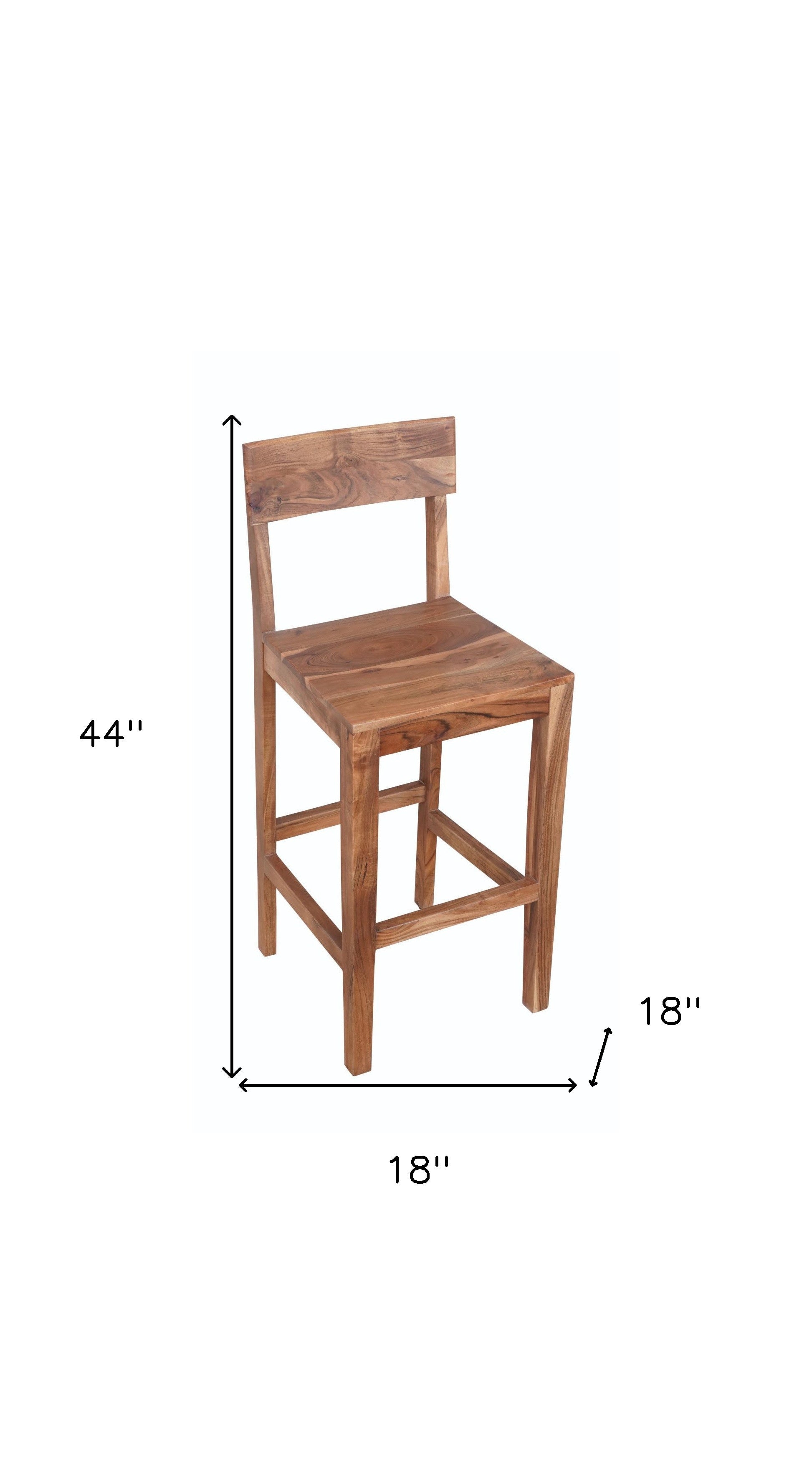 30" Brown Solid Wood Bar Height Bar Chair