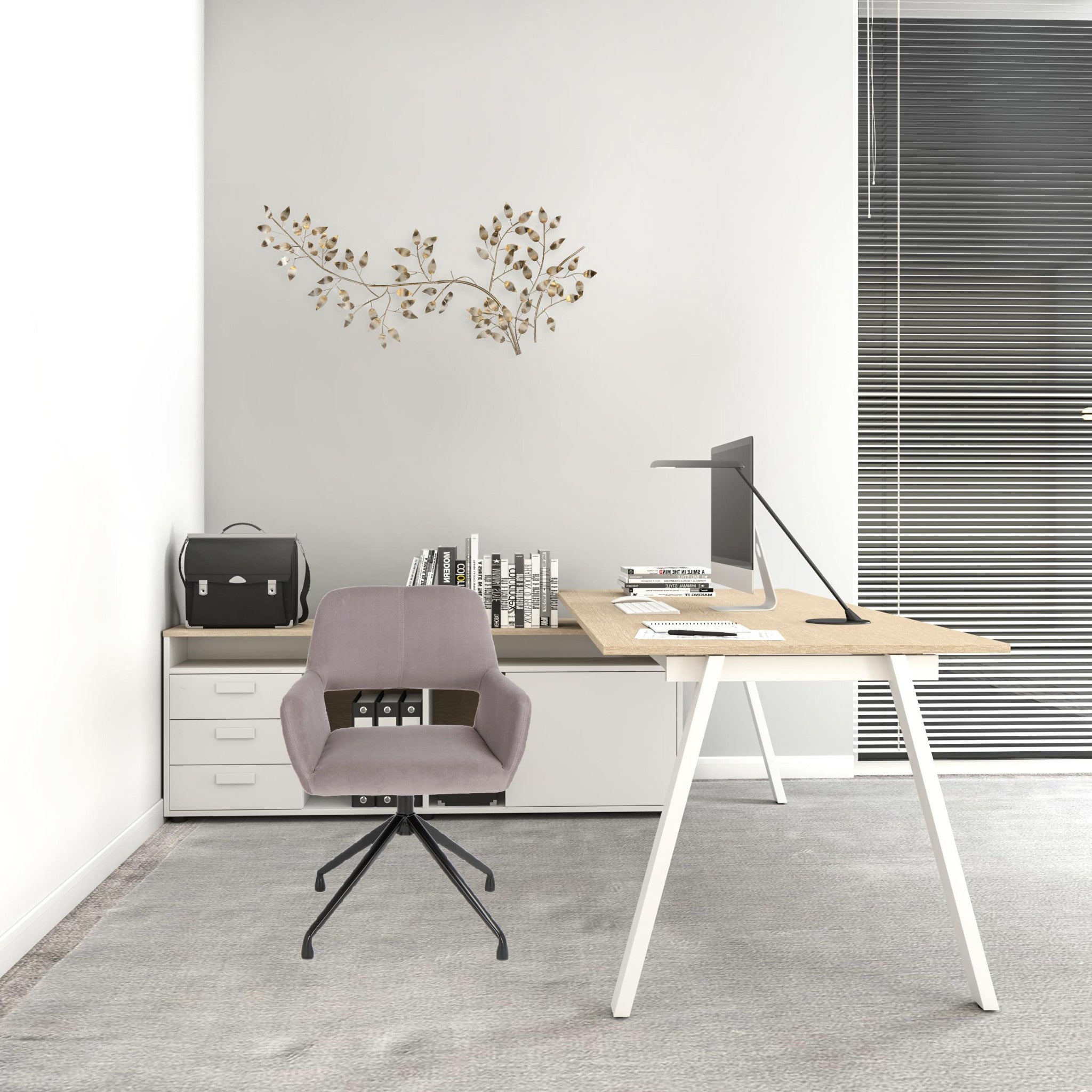 Gray and Black Adjustable Height Swivel Office Chair