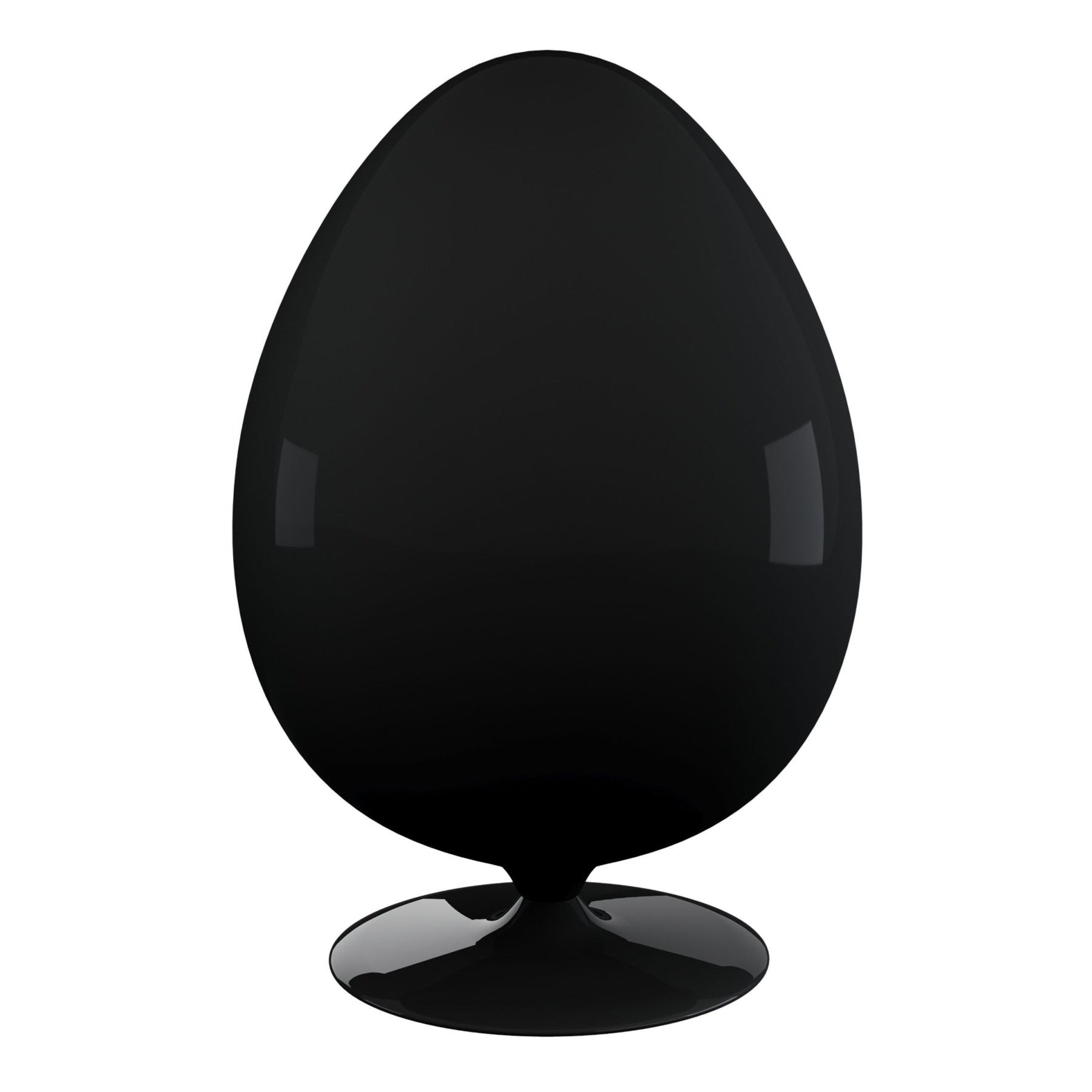 35" Black Fiberglass And Wool Swivel Egg Chair
