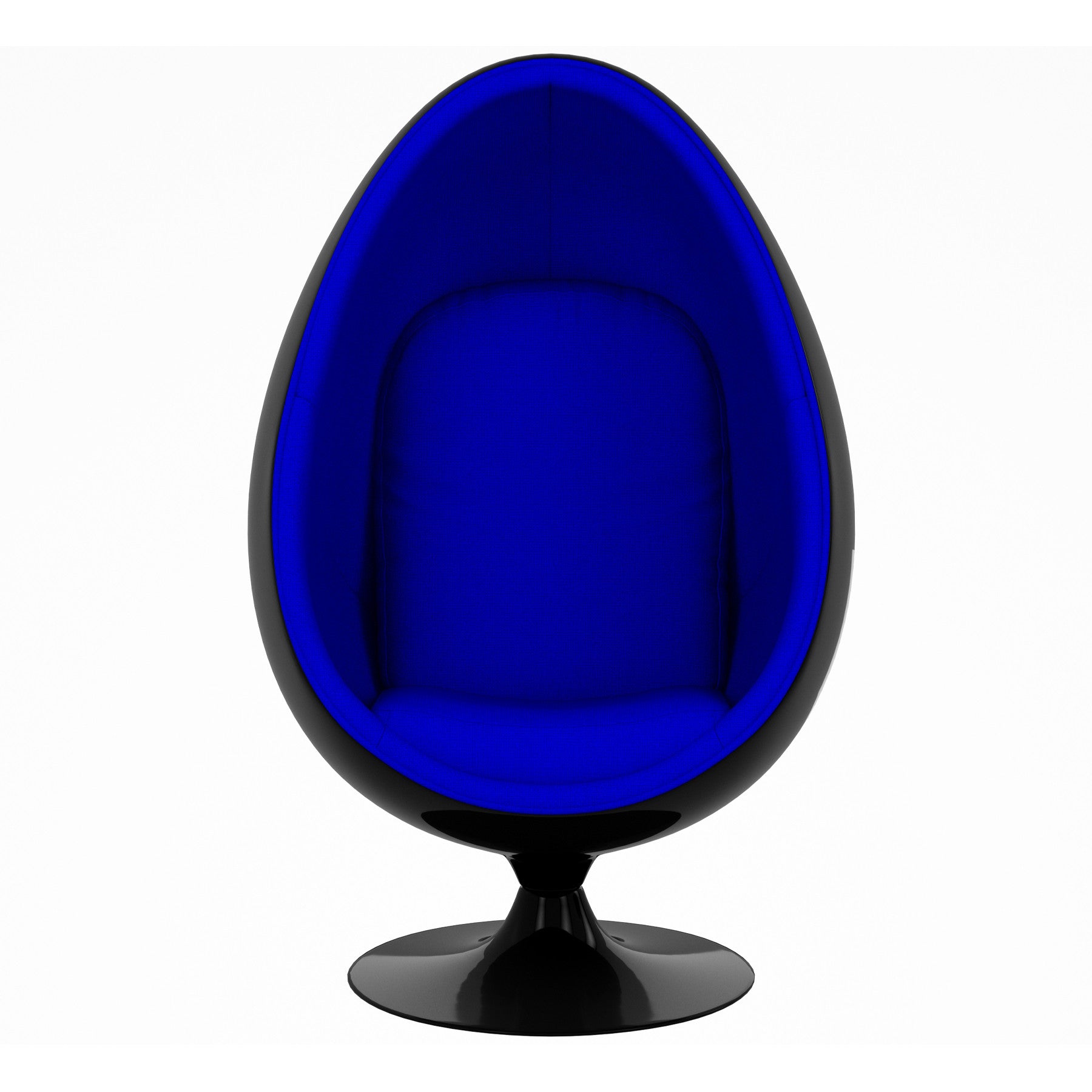 35" Black And Blue Fiberglass And Wool Swivel Egg Chair