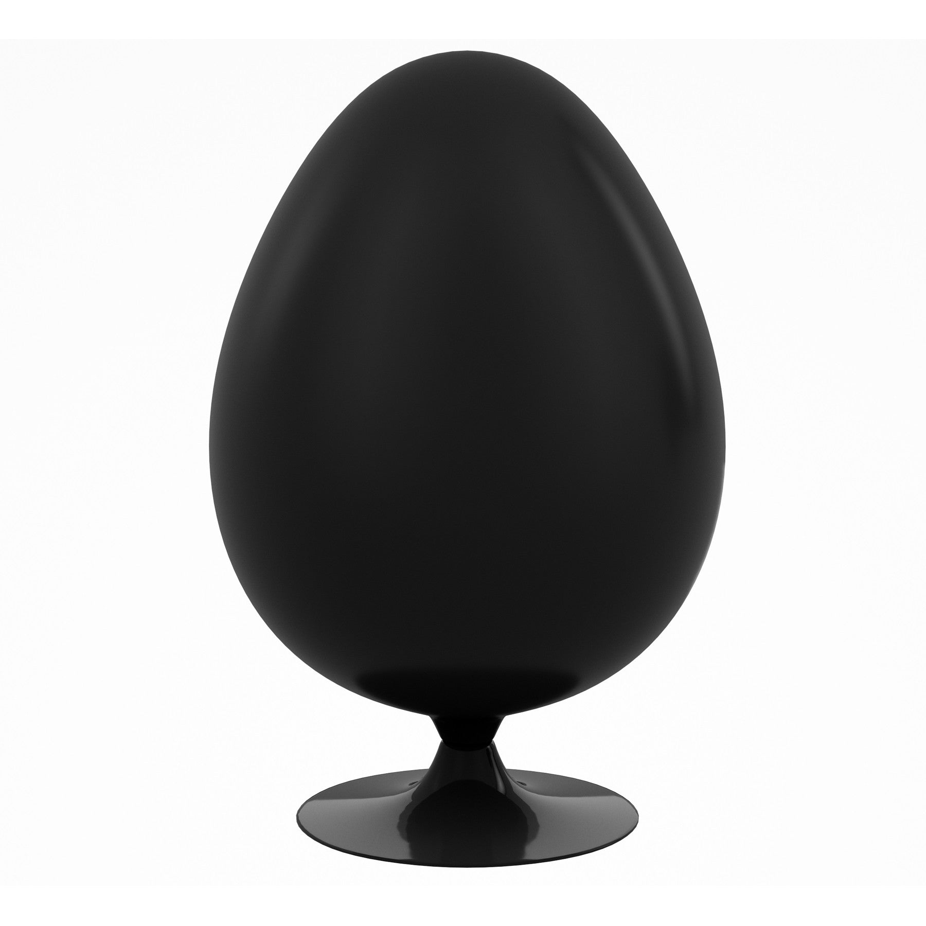 35" Black And Blue Fiberglass And Wool Swivel Egg Chair