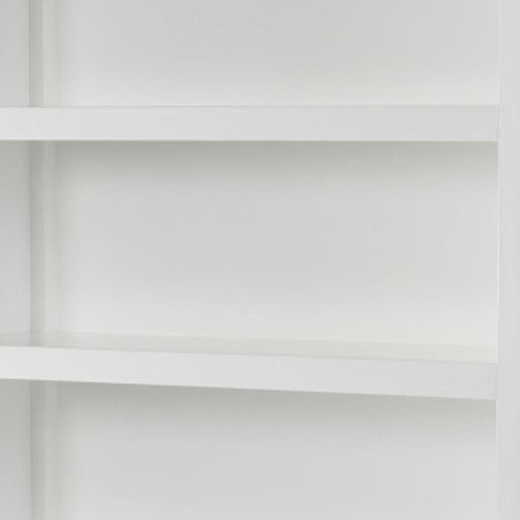 77" Antiqued White Solid Wood Five Tier Bookcase
