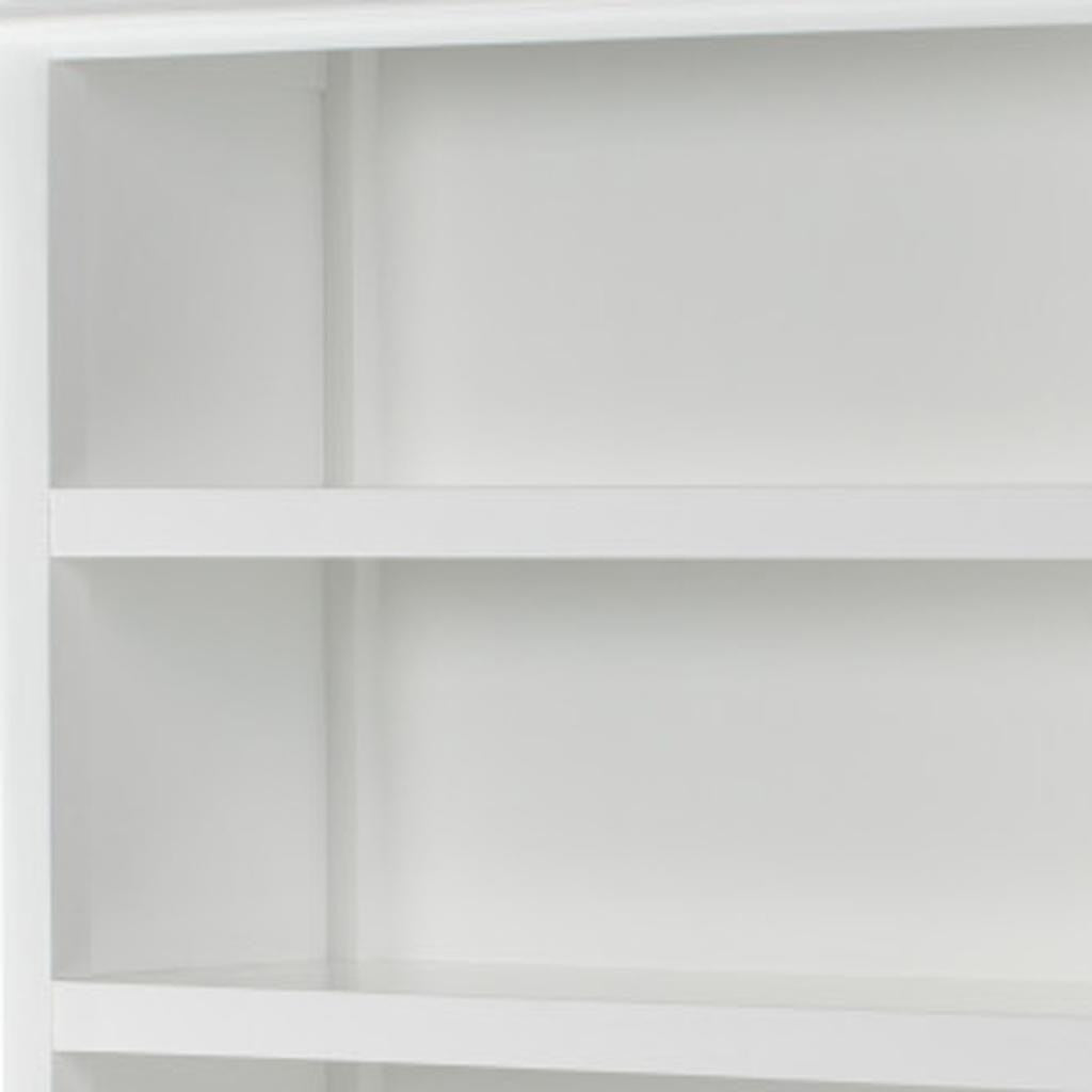 77" Antiqued White Solid Wood Five Tier Bookcase