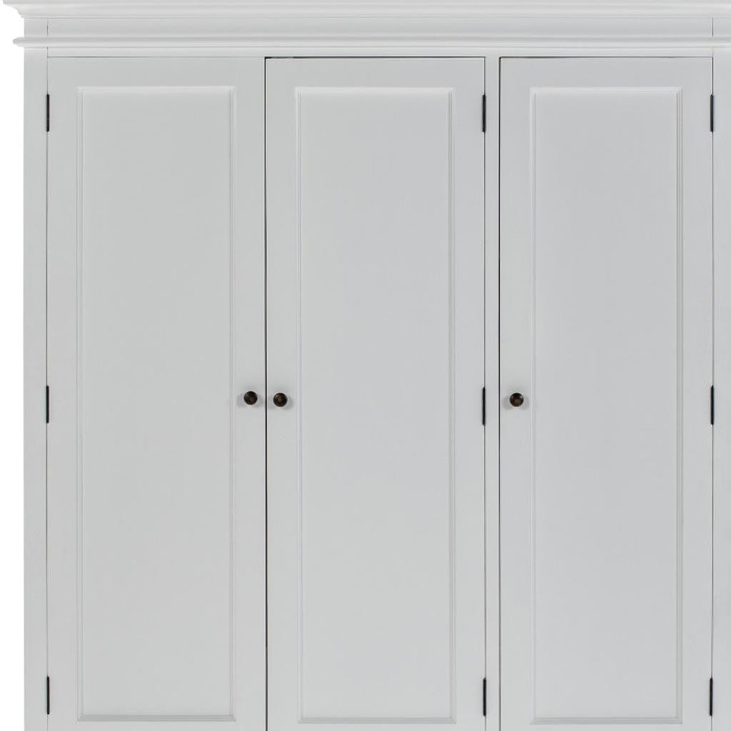 62" Off White Solid Wood Frame Standard Curio Cabinet With Six Shelves