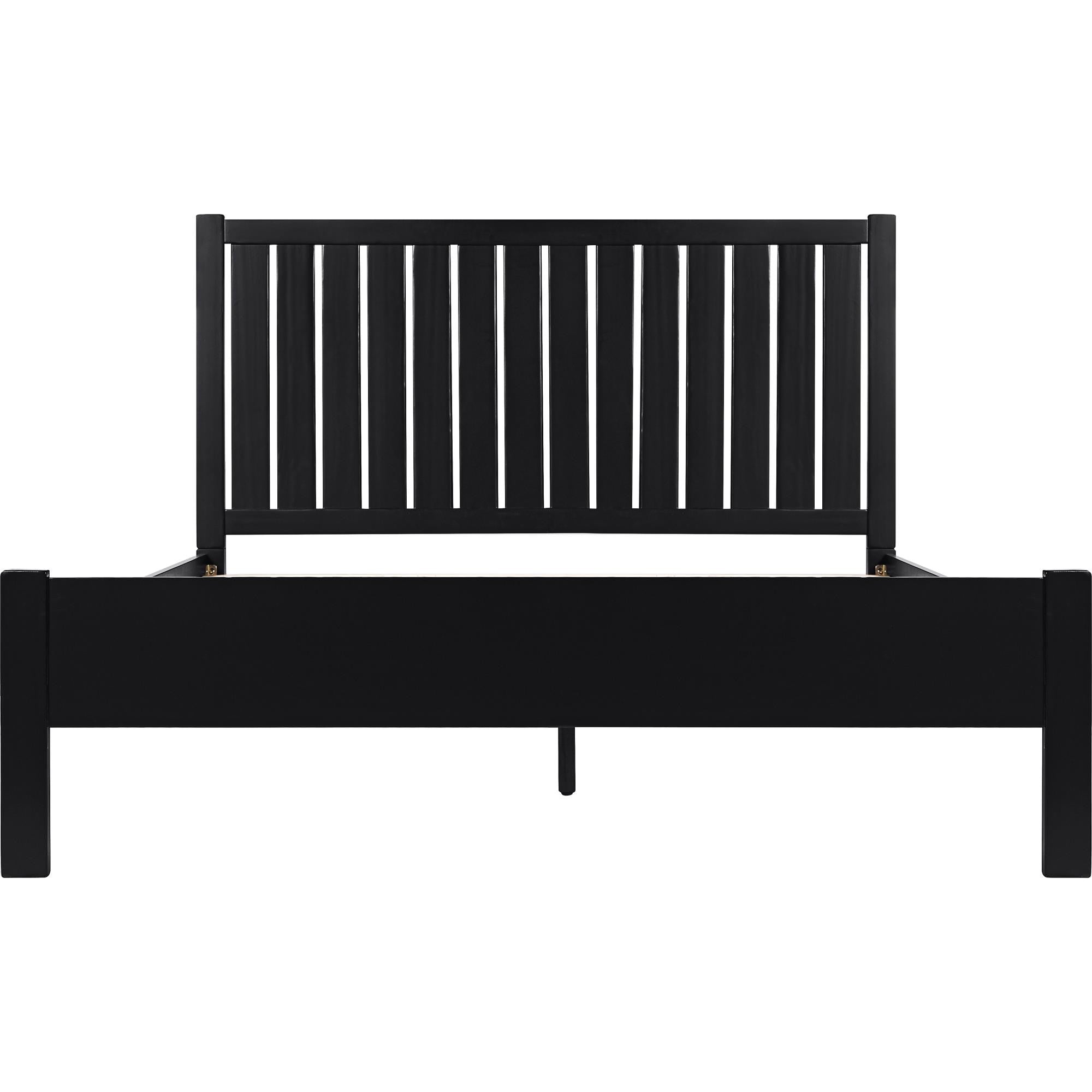 Black Solid Wood Queen Bed Frame