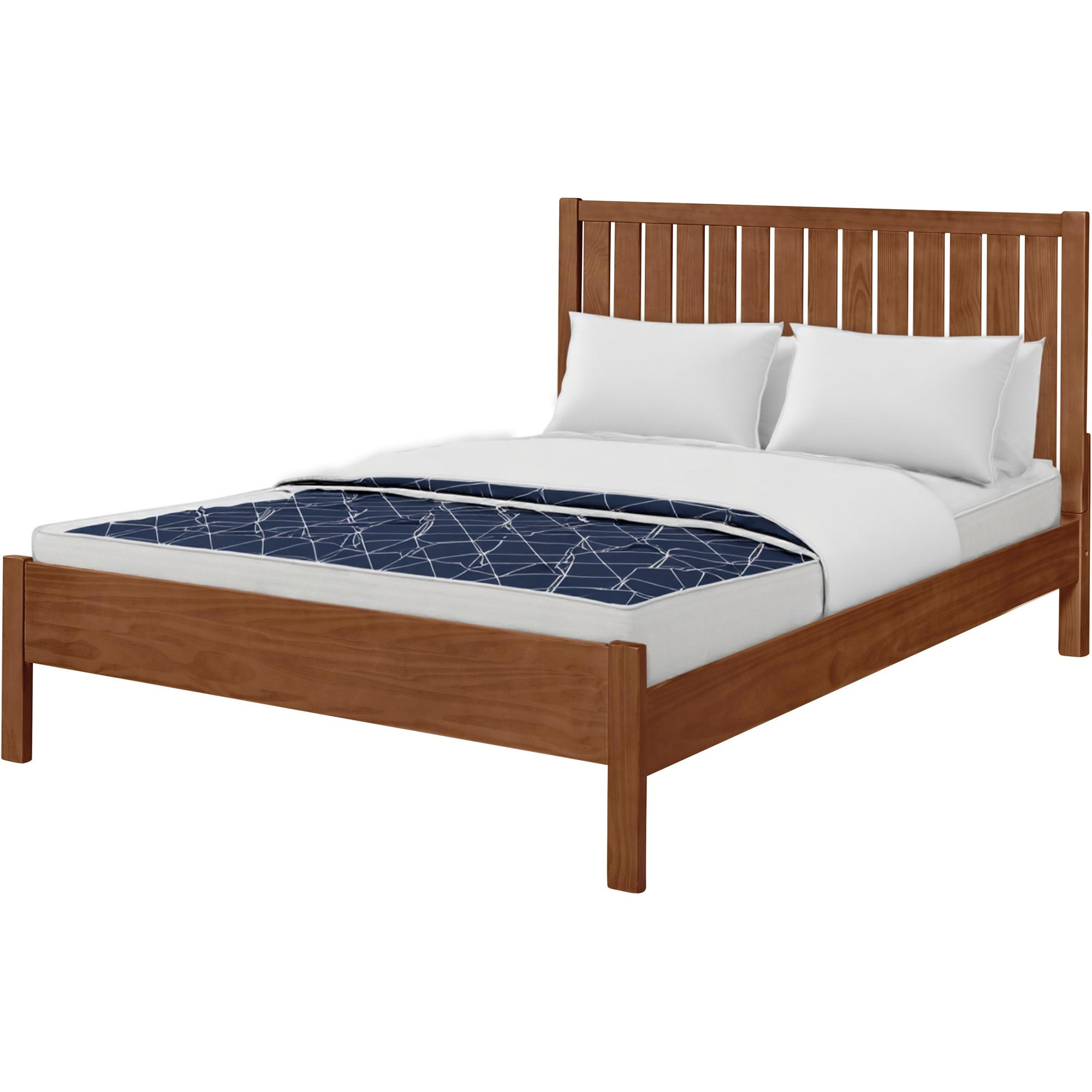 Brown Shiplap Texture Solid Wood Queen Bed Frame