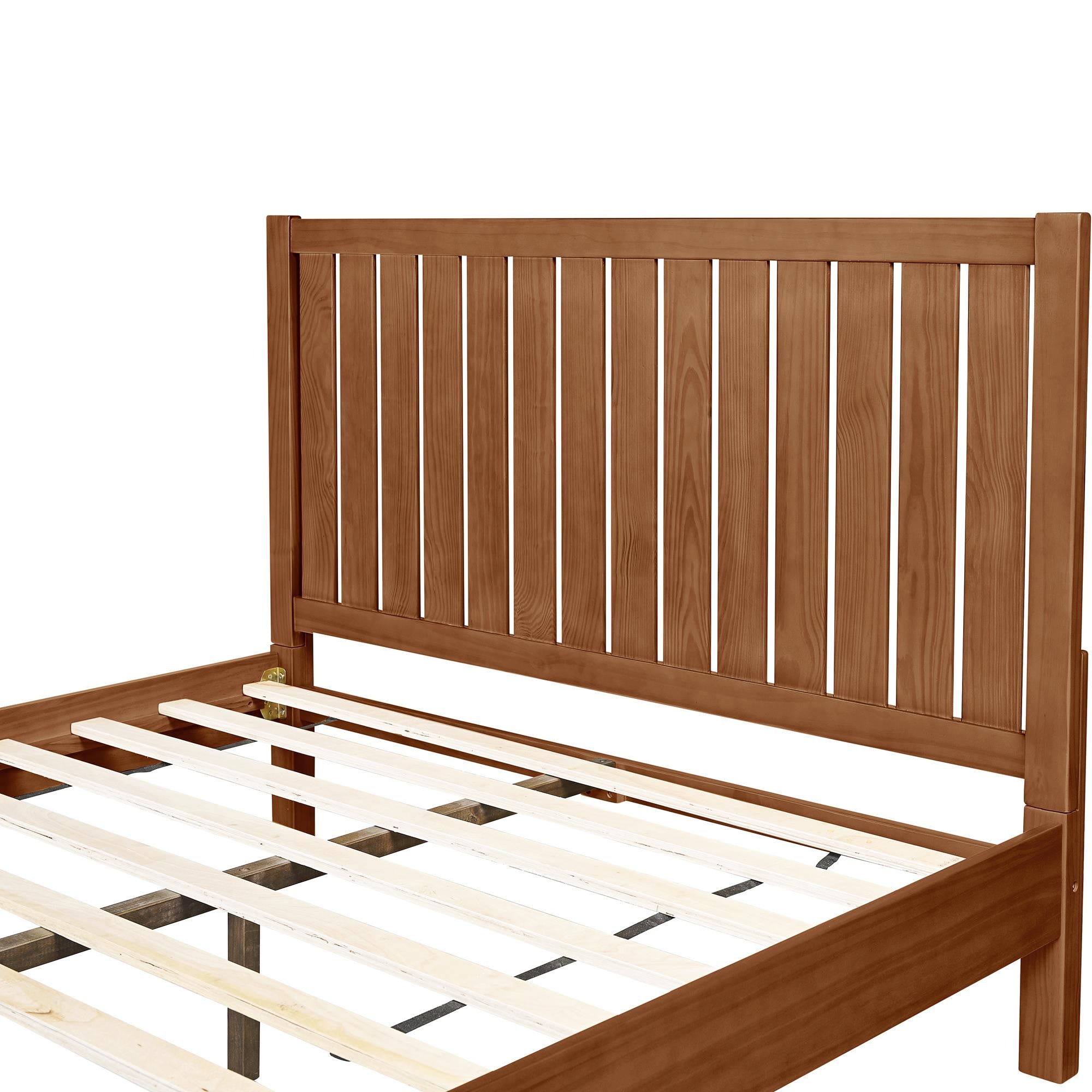 Brown Shiplap Texture Solid Wood Queen Bed Frame
