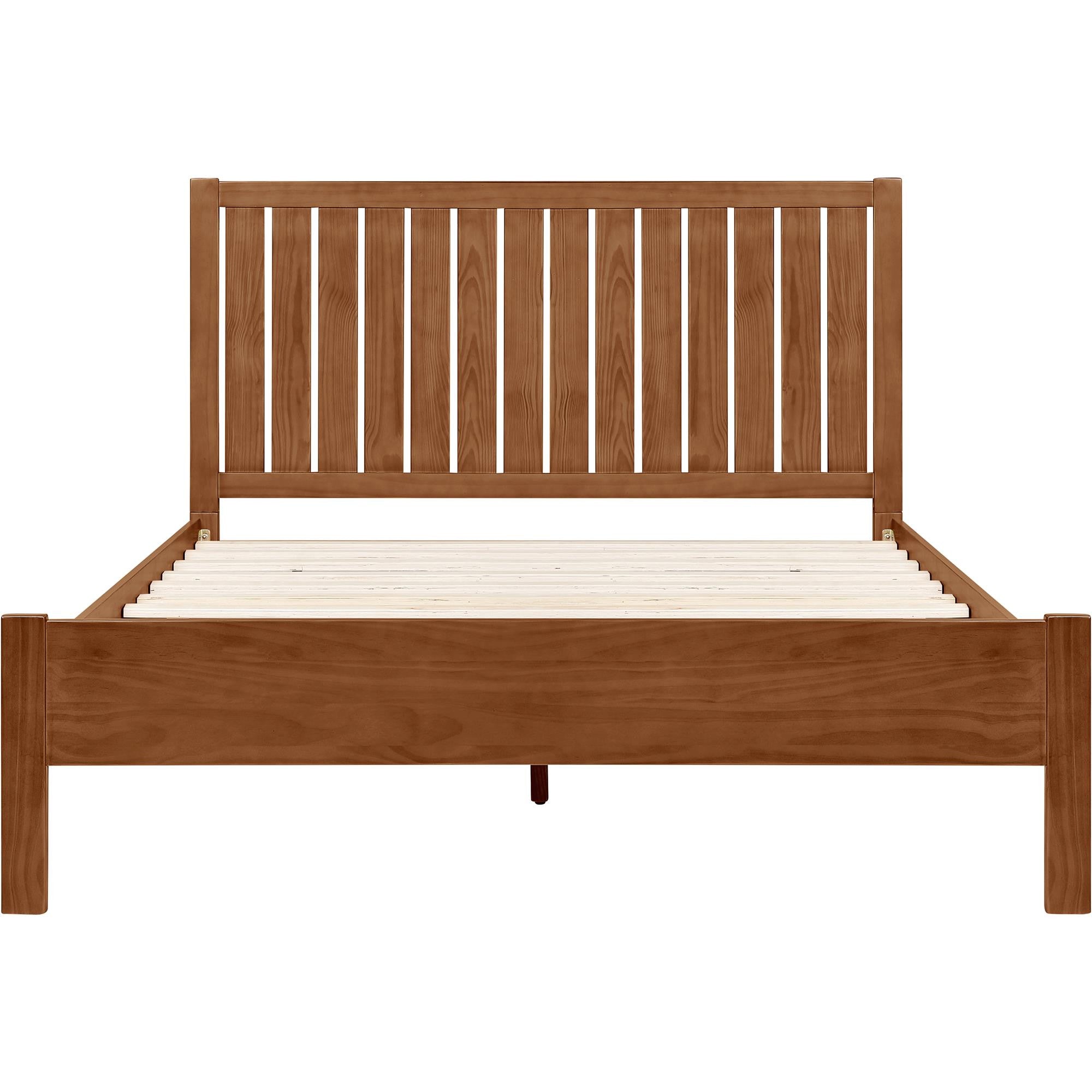 Brown Shiplap Texture Solid Wood King Bed Frame