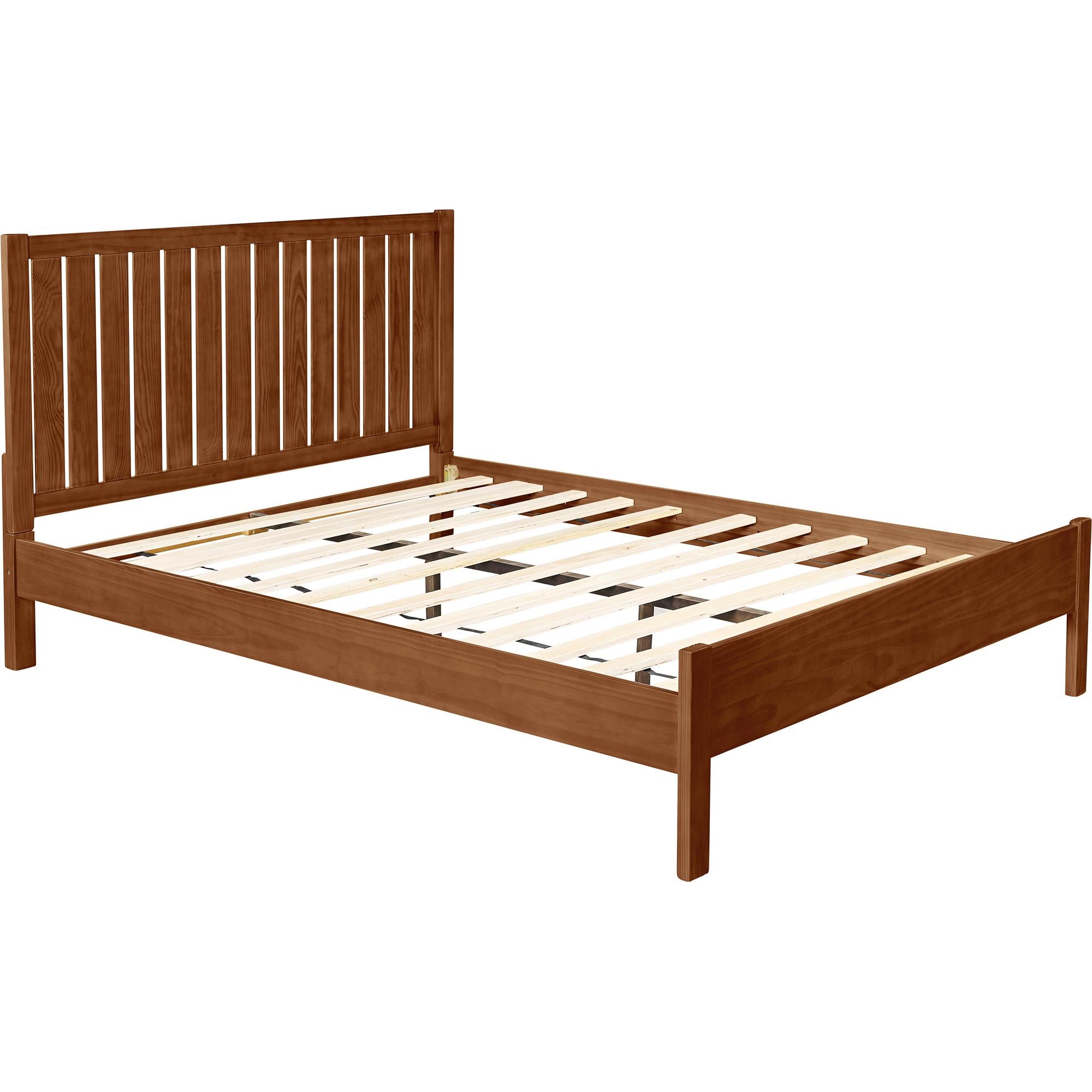 Brown Shiplap Texture Solid Wood King Bed Frame