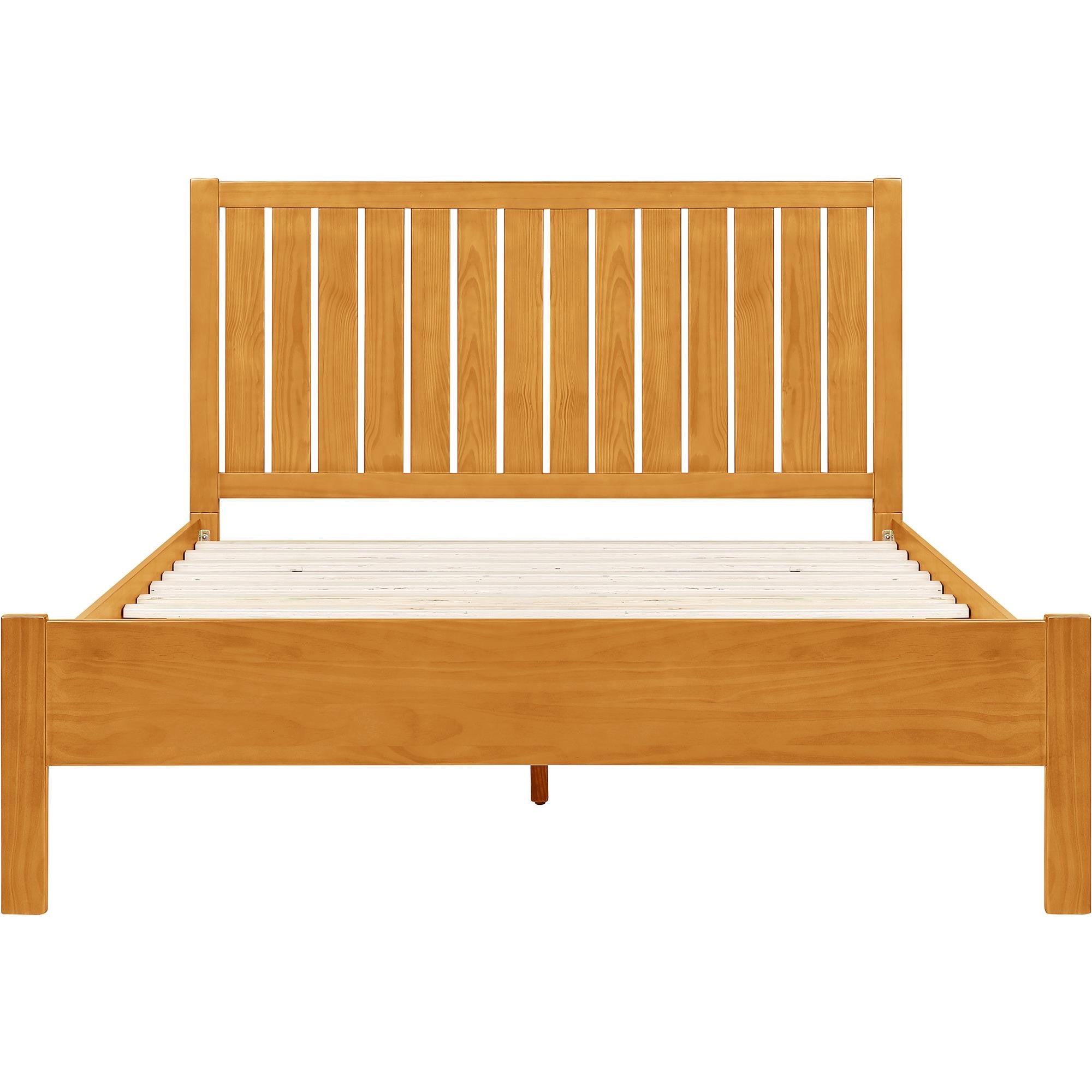 Natural Shiplap Texture Solid Wood Queen Bed Frame