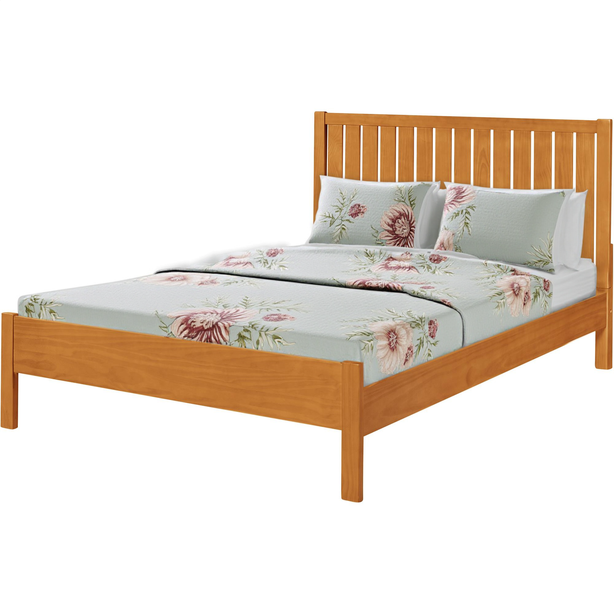 Brown Solid Wood Queen Bed Frame