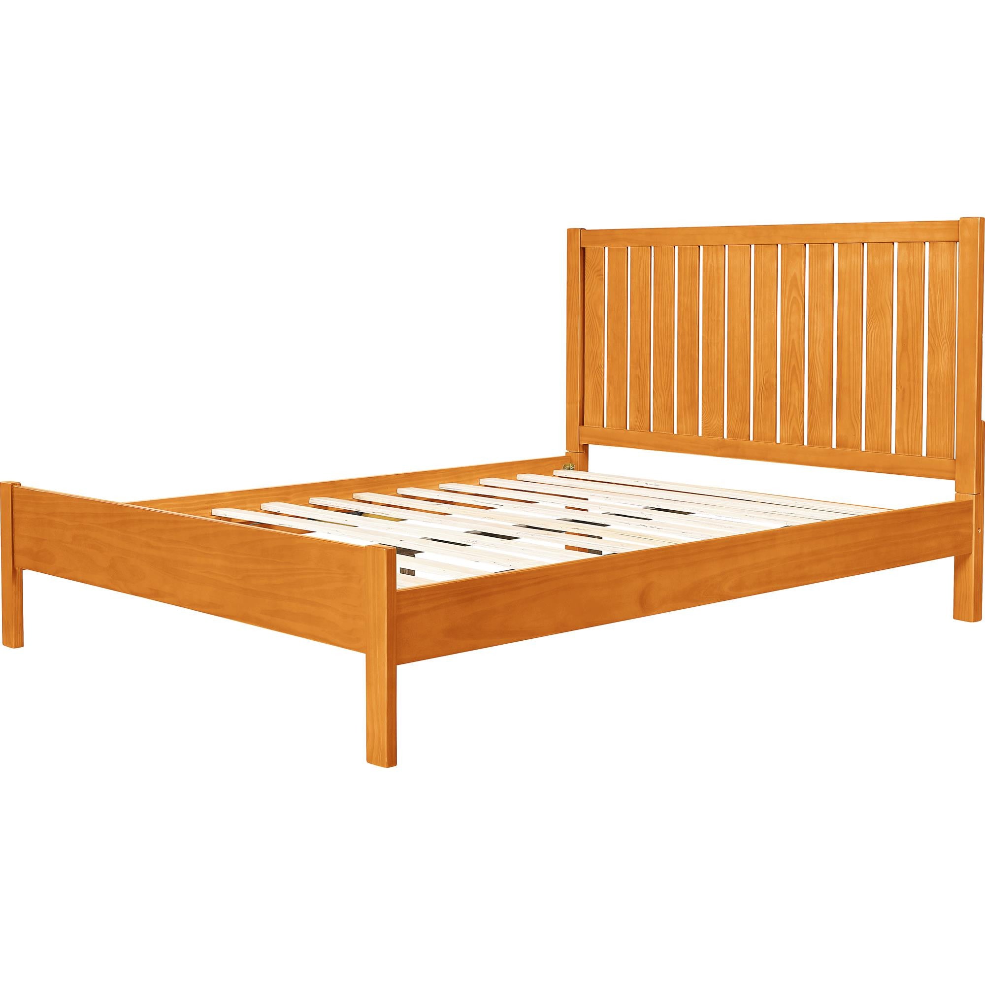 Brown Solid Wood Queen Bed Frame