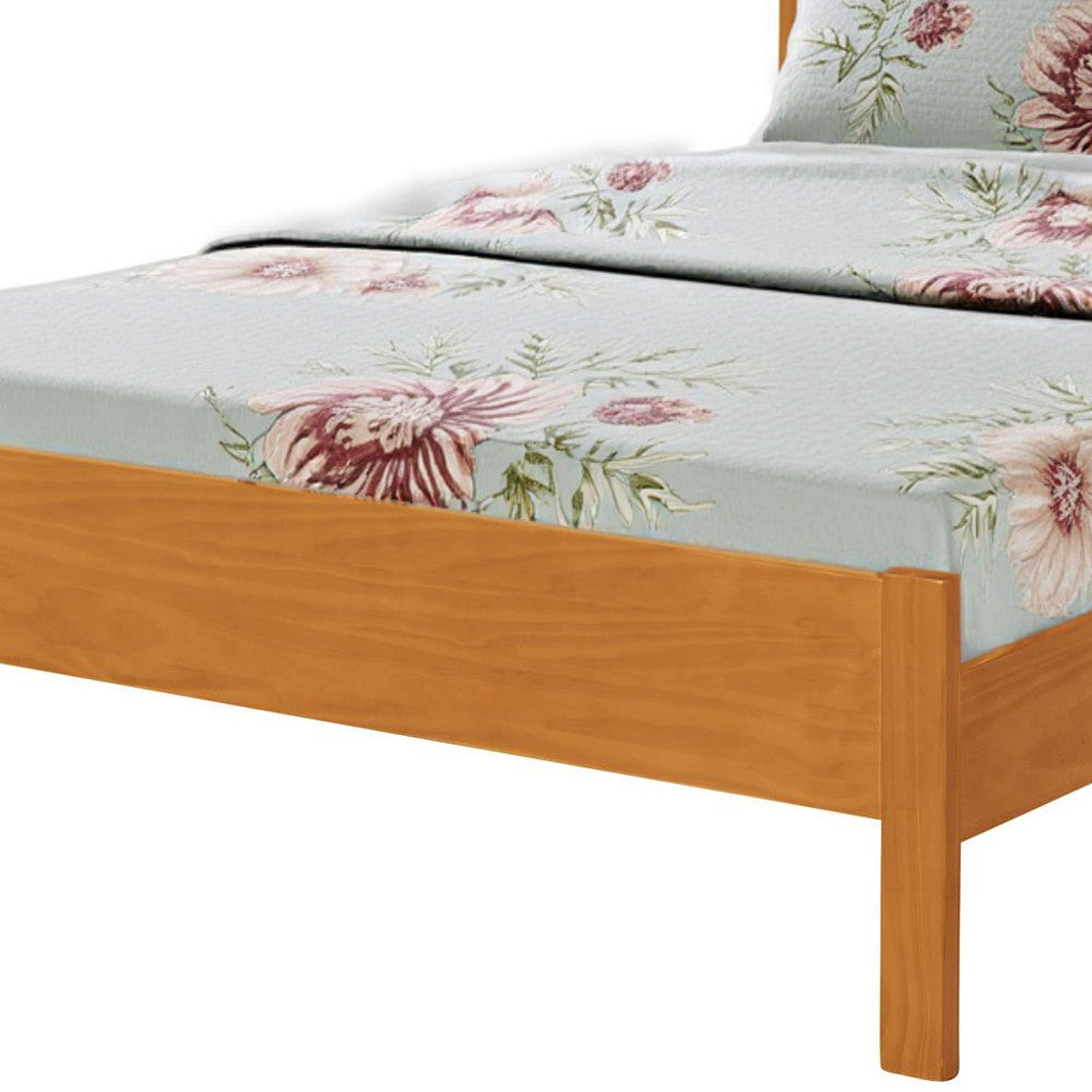 Brown Solid Wood Queen Bed Frame