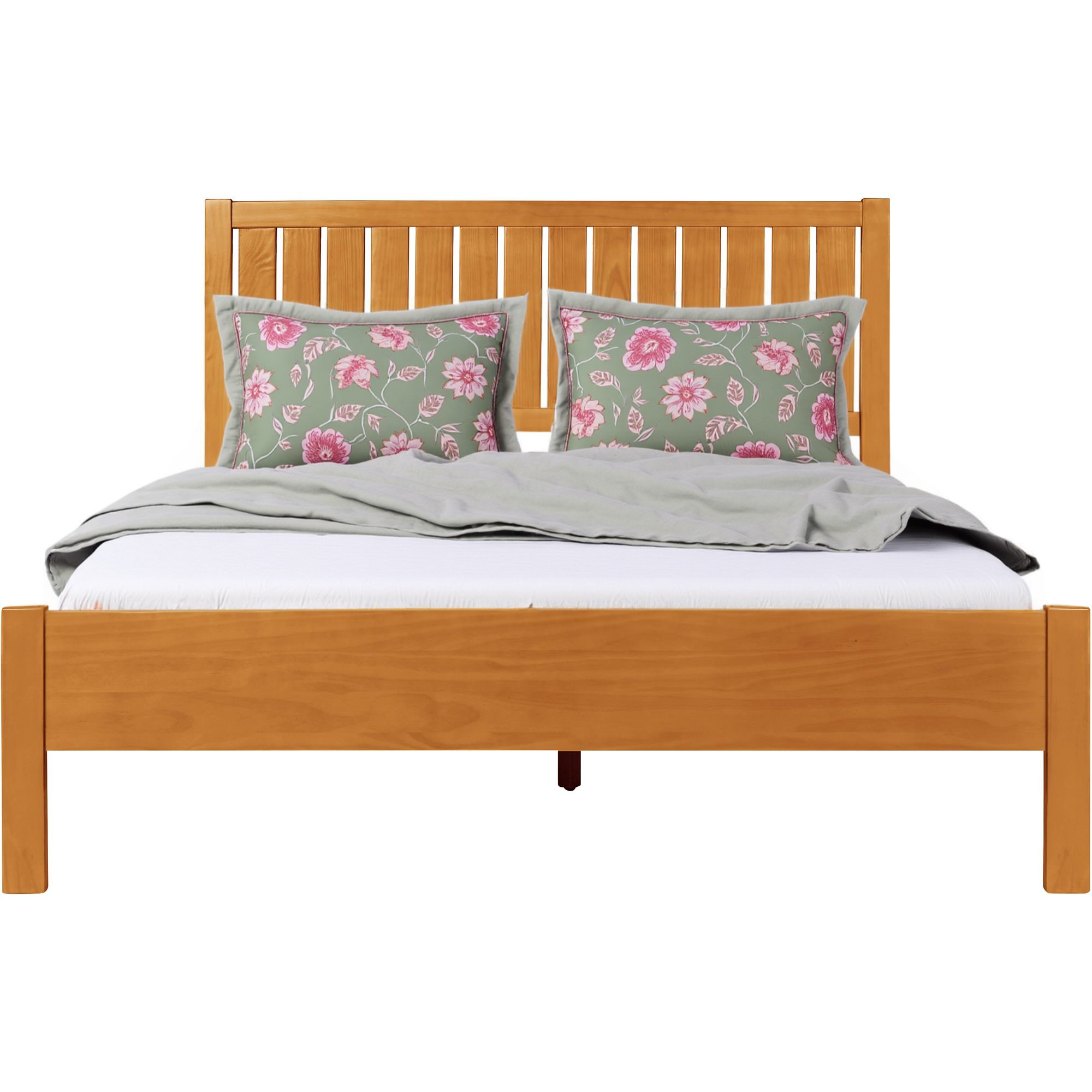 Brown Solid Wood King Bed Frame