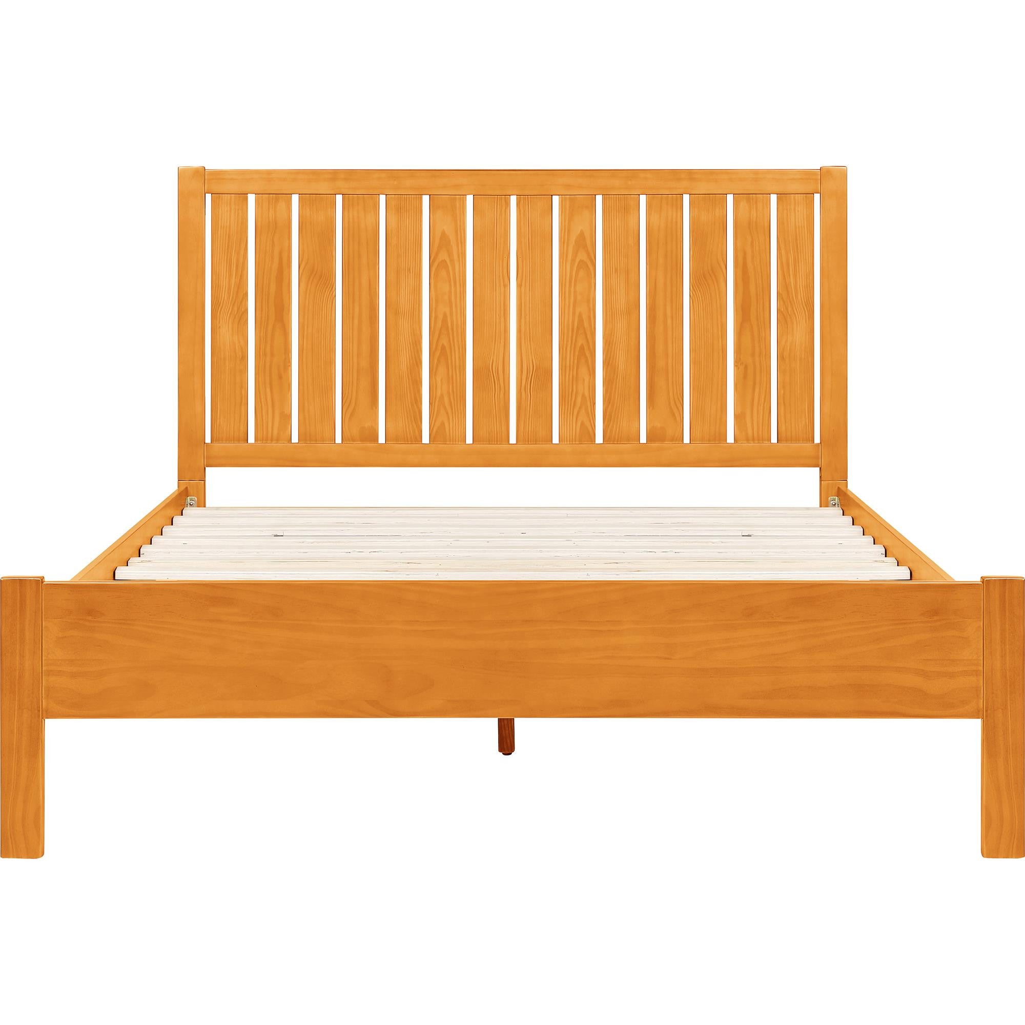 Brown Solid Wood King Bed Frame
