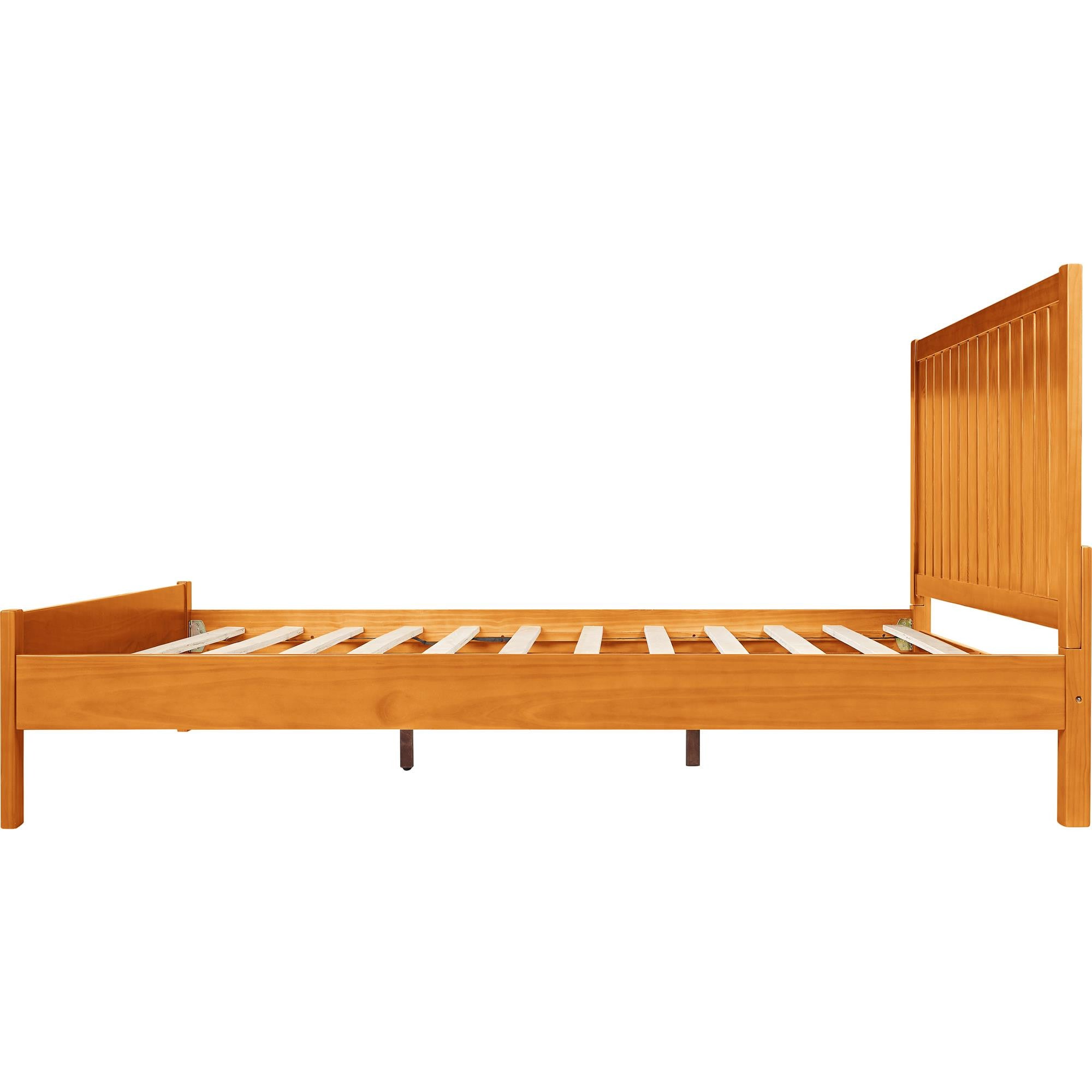 Brown Solid Wood King Bed Frame