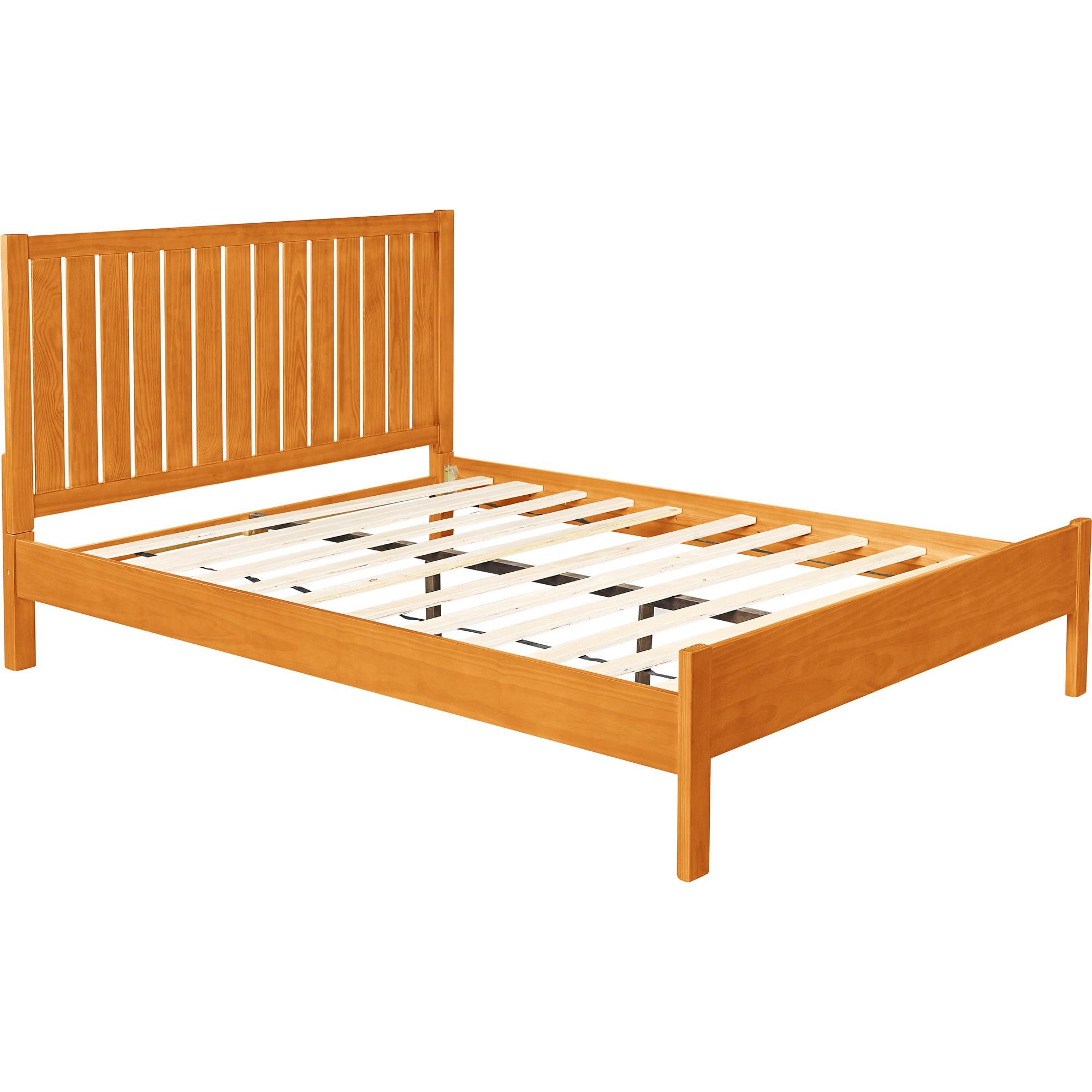 Brown Solid Wood King Bed Frame