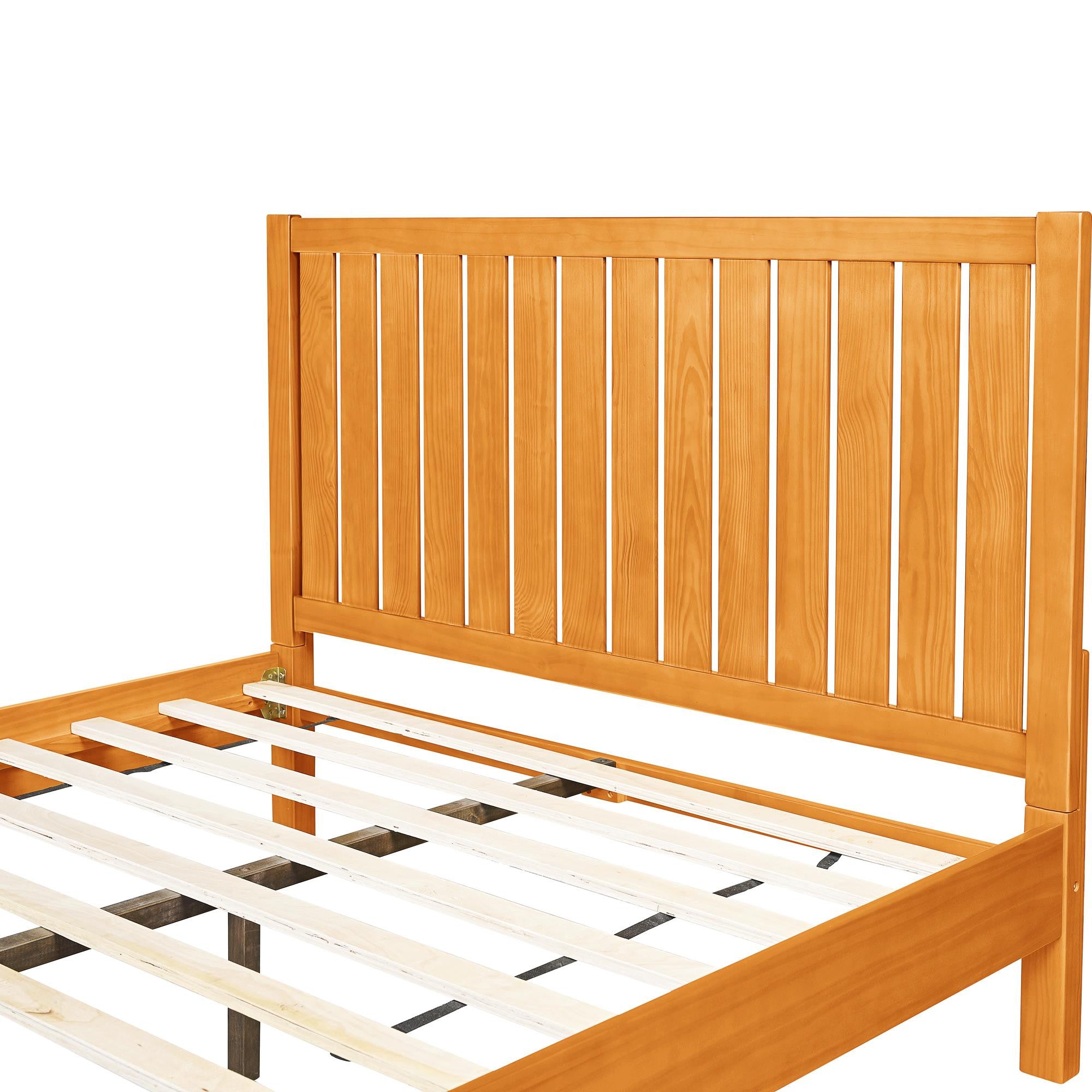 Brown Solid Wood King Bed Frame