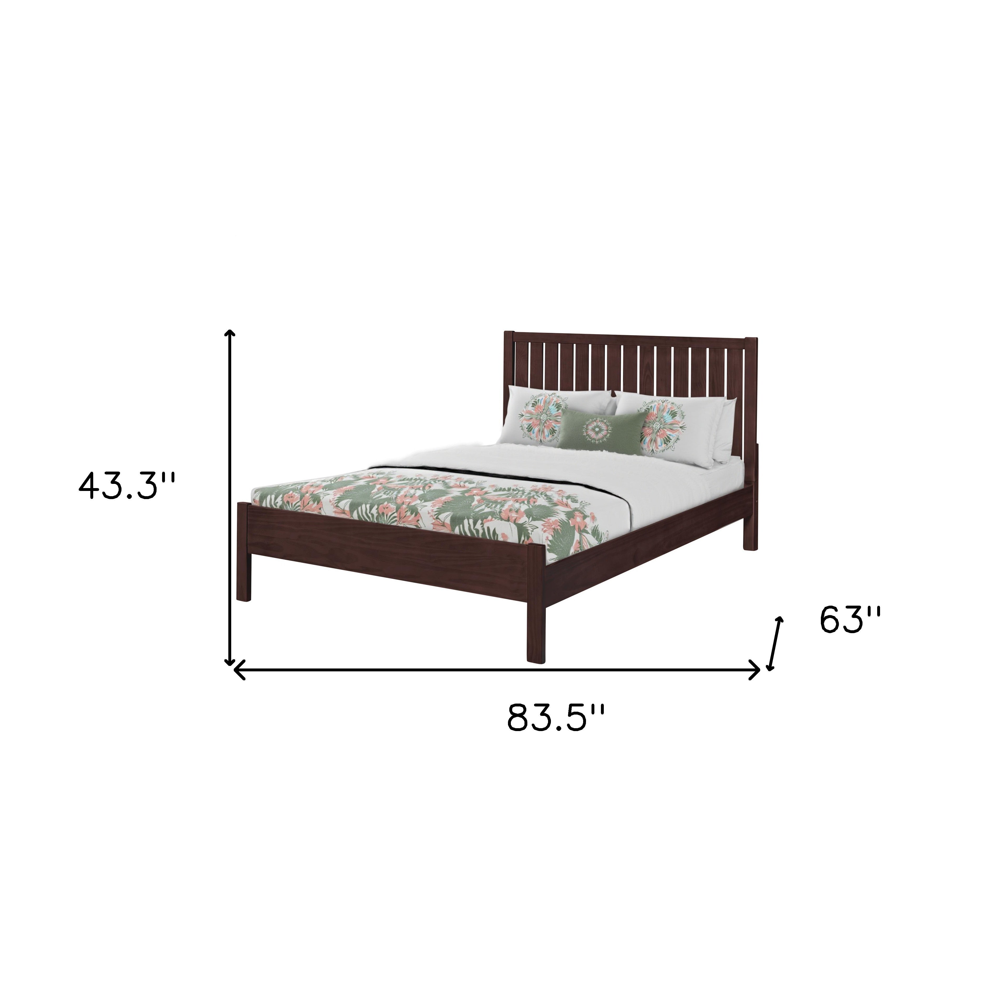 Brown Solid Wood Queen Bed Frame