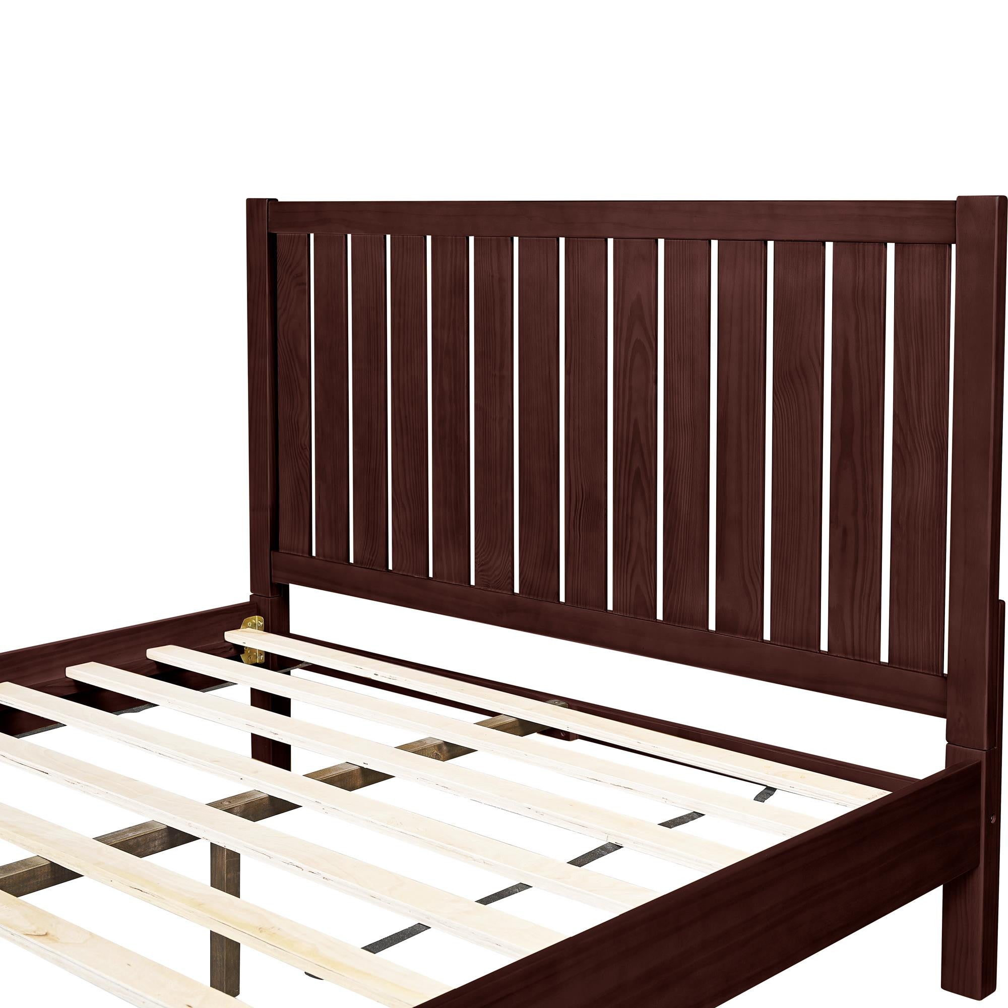 Brown Solid Wood Queen Bed Frame