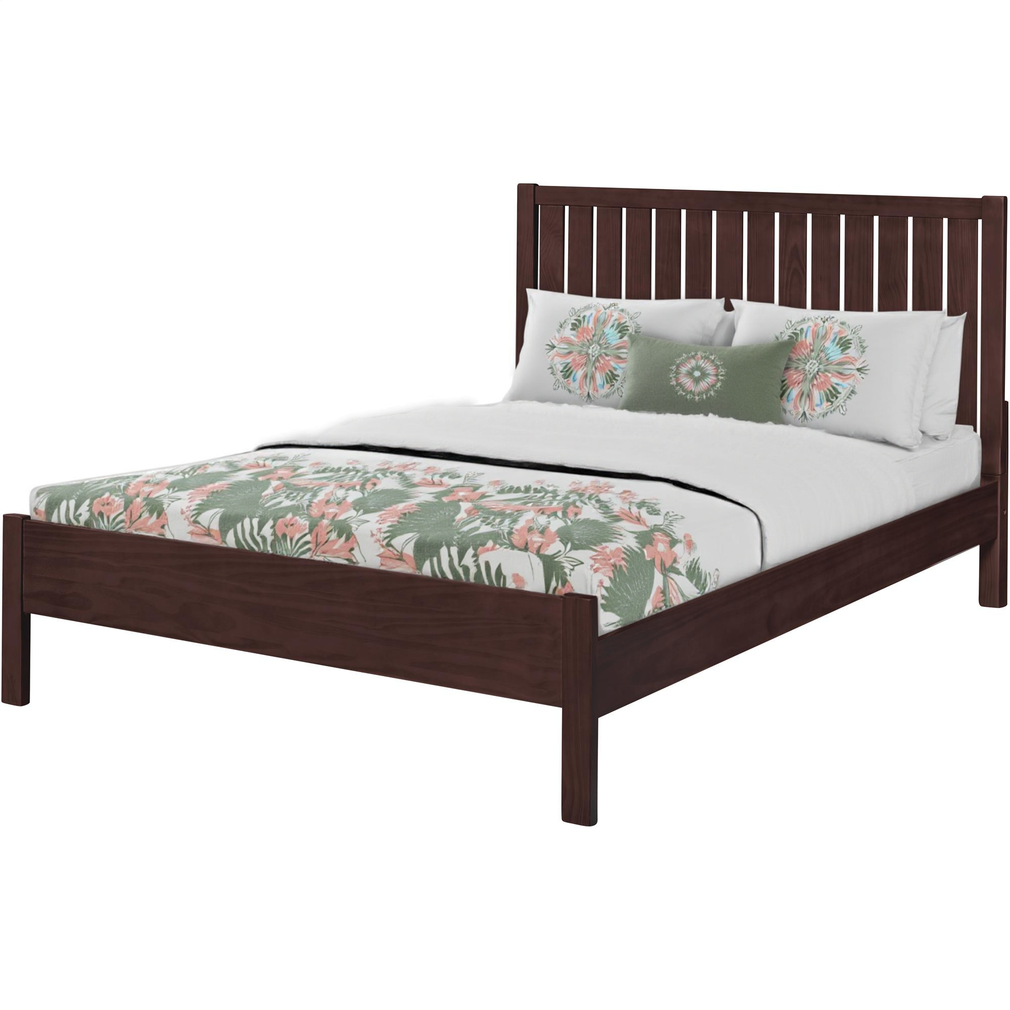 Brown Solid Wood King Bed Frame