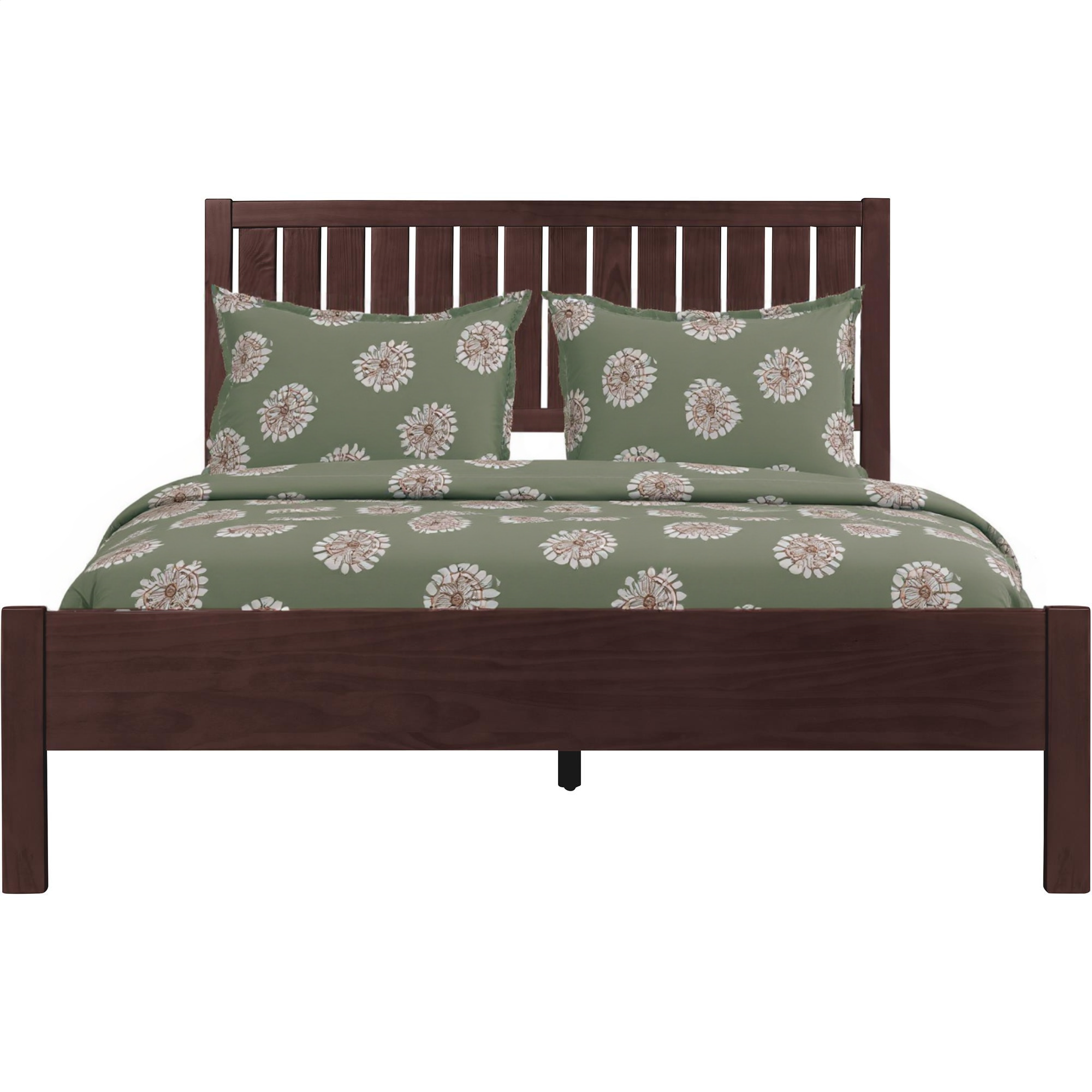 Brown Solid Wood King Bed Frame