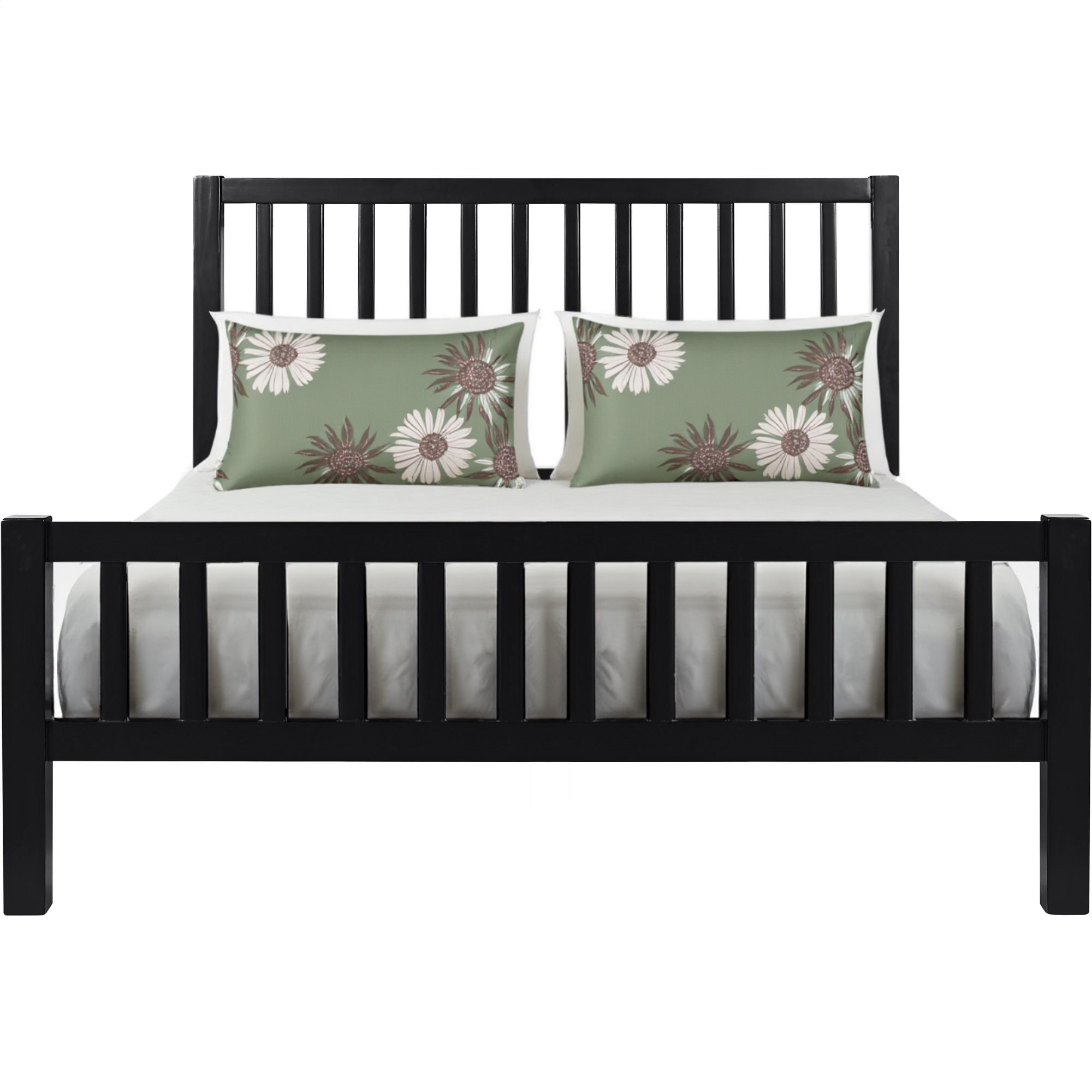 Black Slat Back Solid Wood King Bed Frame