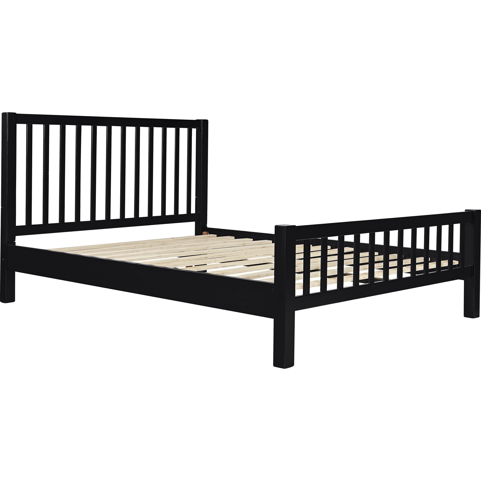 Black Slat Back Solid Wood King Bed Frame