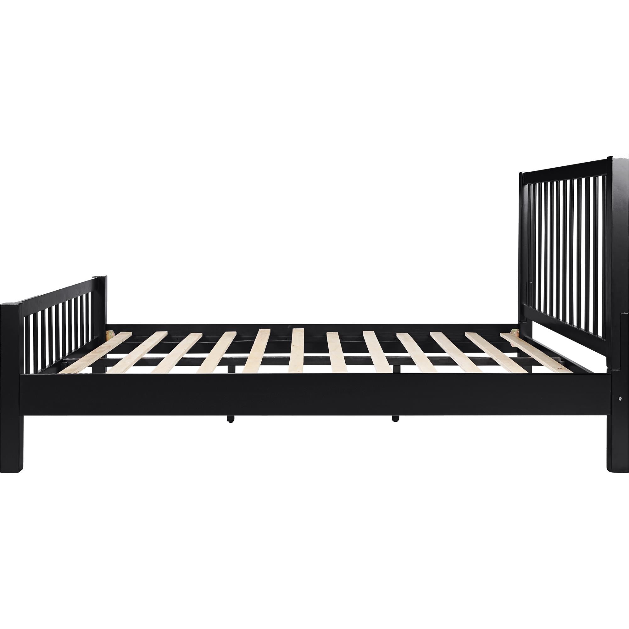 Black Slat Back Solid Wood King Bed Frame