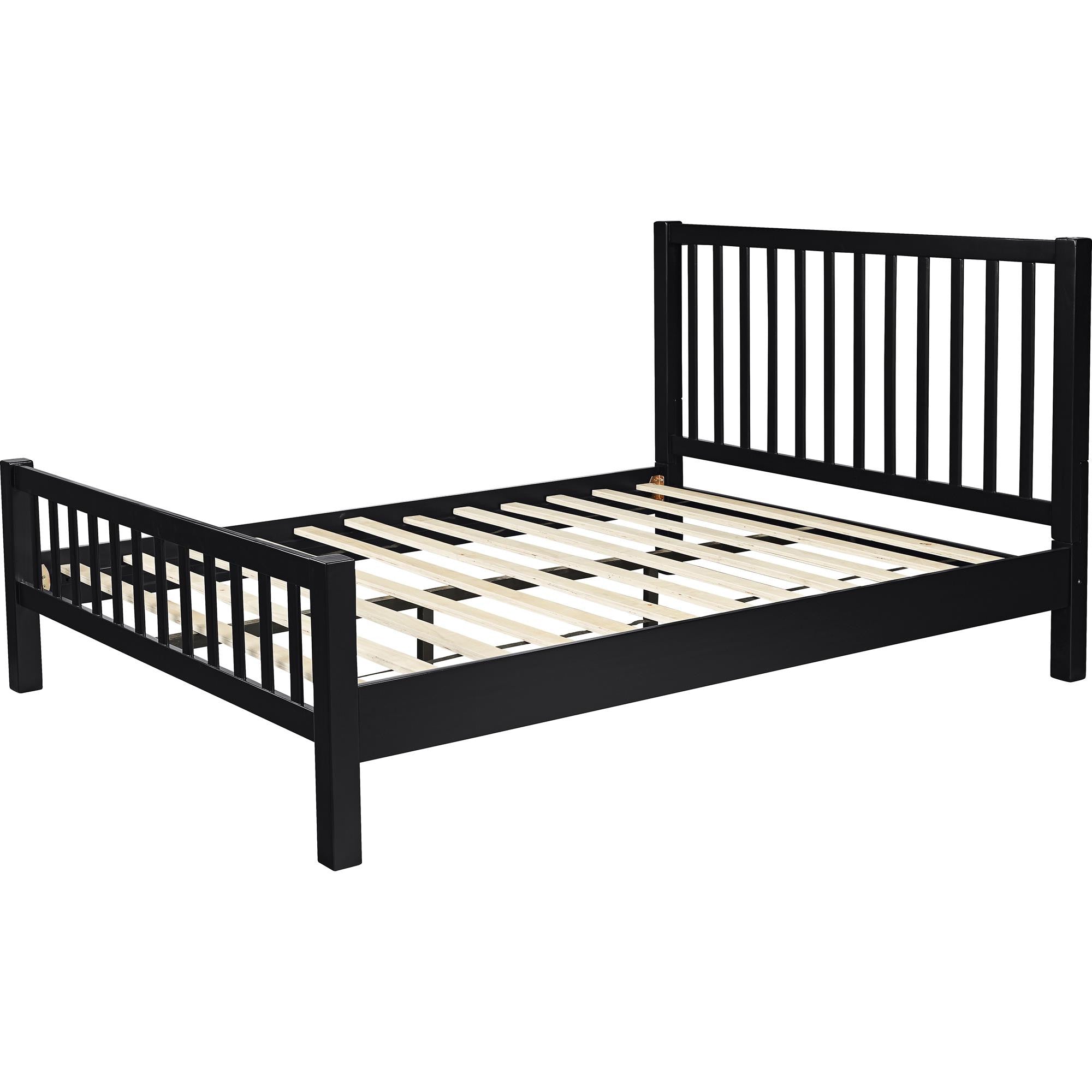 Black Slat Back Solid Wood King Bed Frame