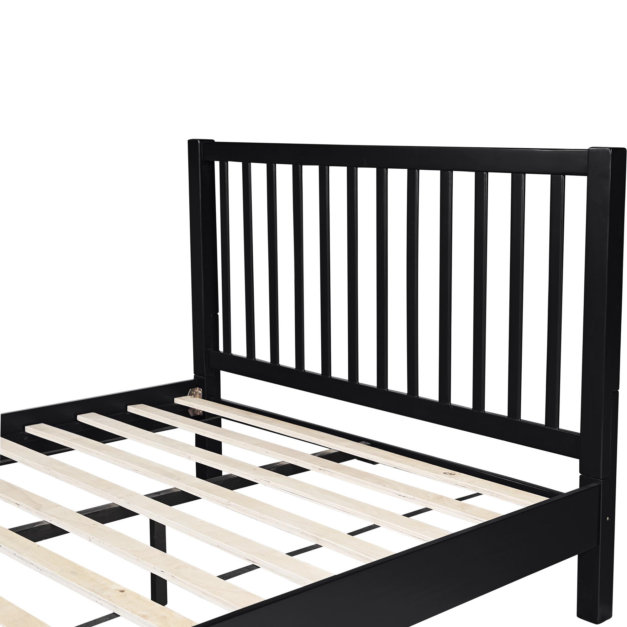 Black Slat Back Solid Wood King Bed Frame