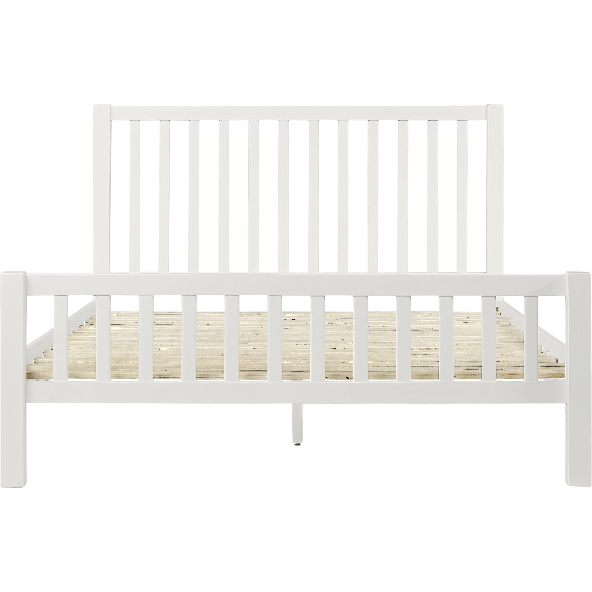White Slat Back Solid Wood Queen Bed Frame