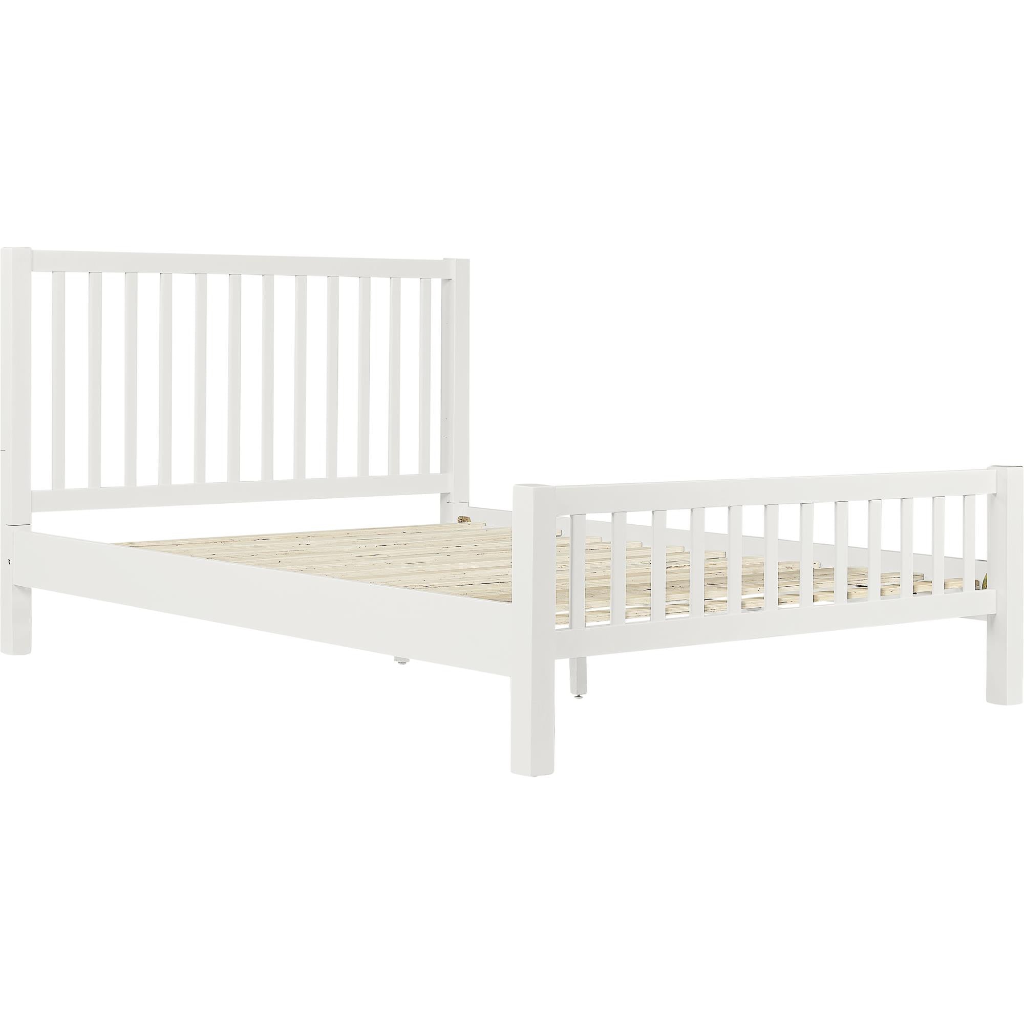 White Slat Back Solid Wood Queen Bed Frame