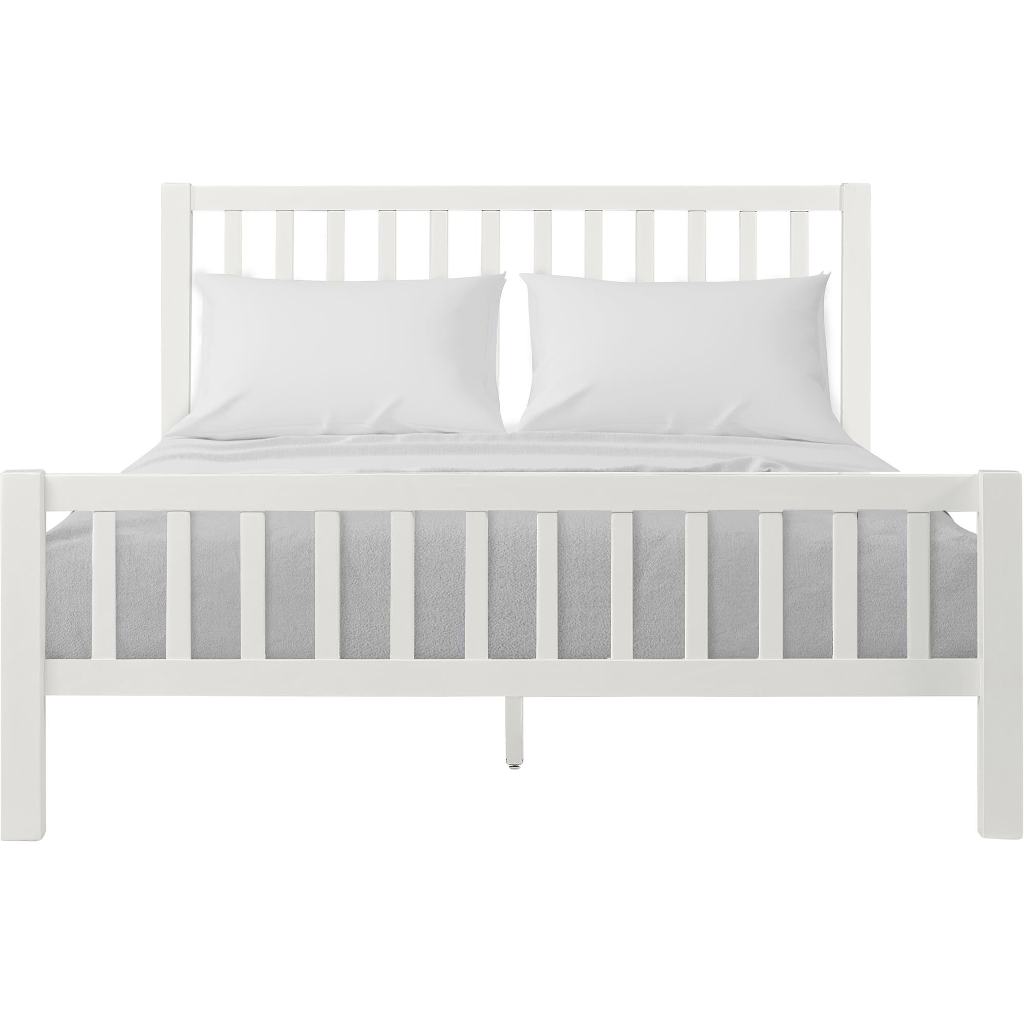 White Slat Back Solid Wood King Bed Frame