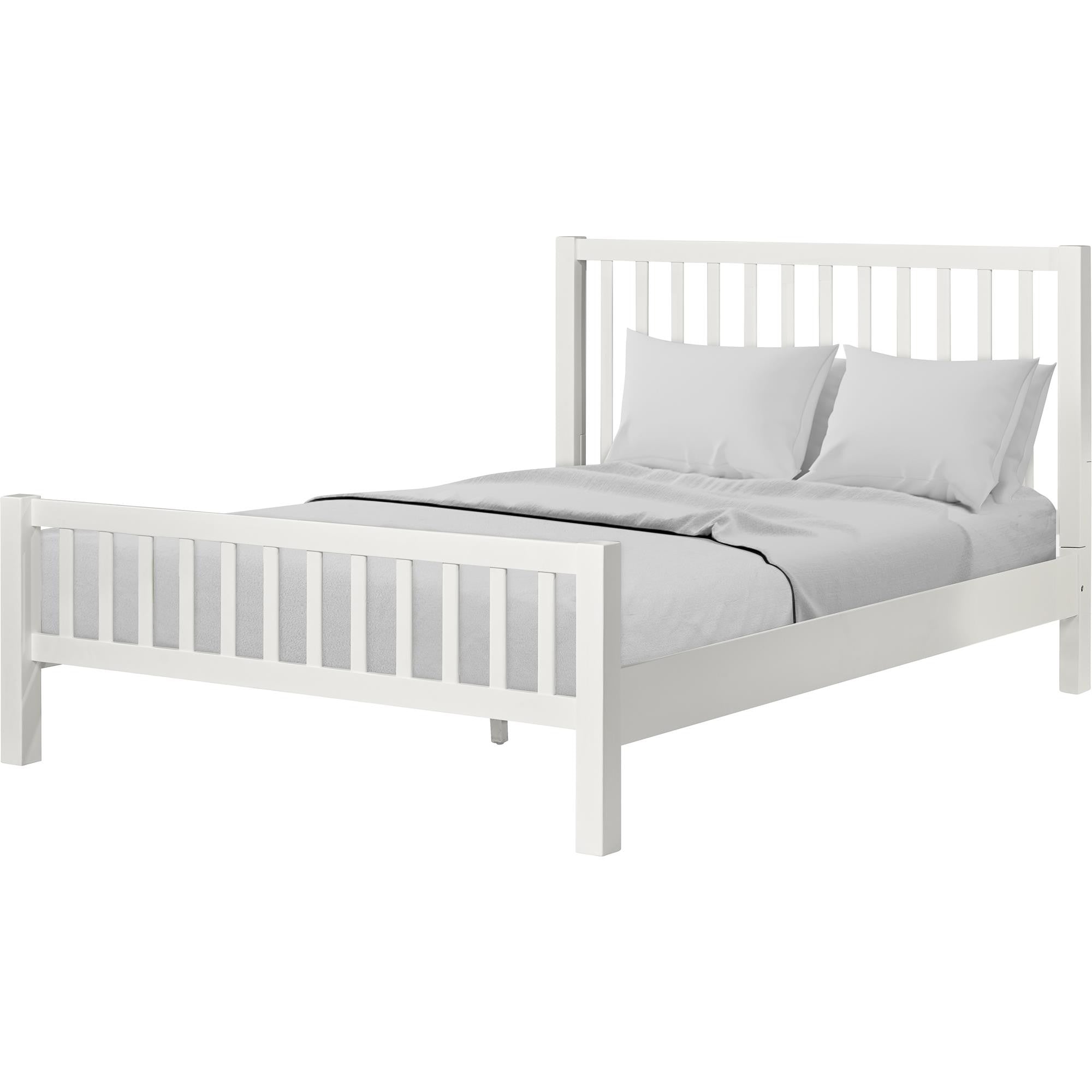 White Slat Back Solid Wood King Bed Frame
