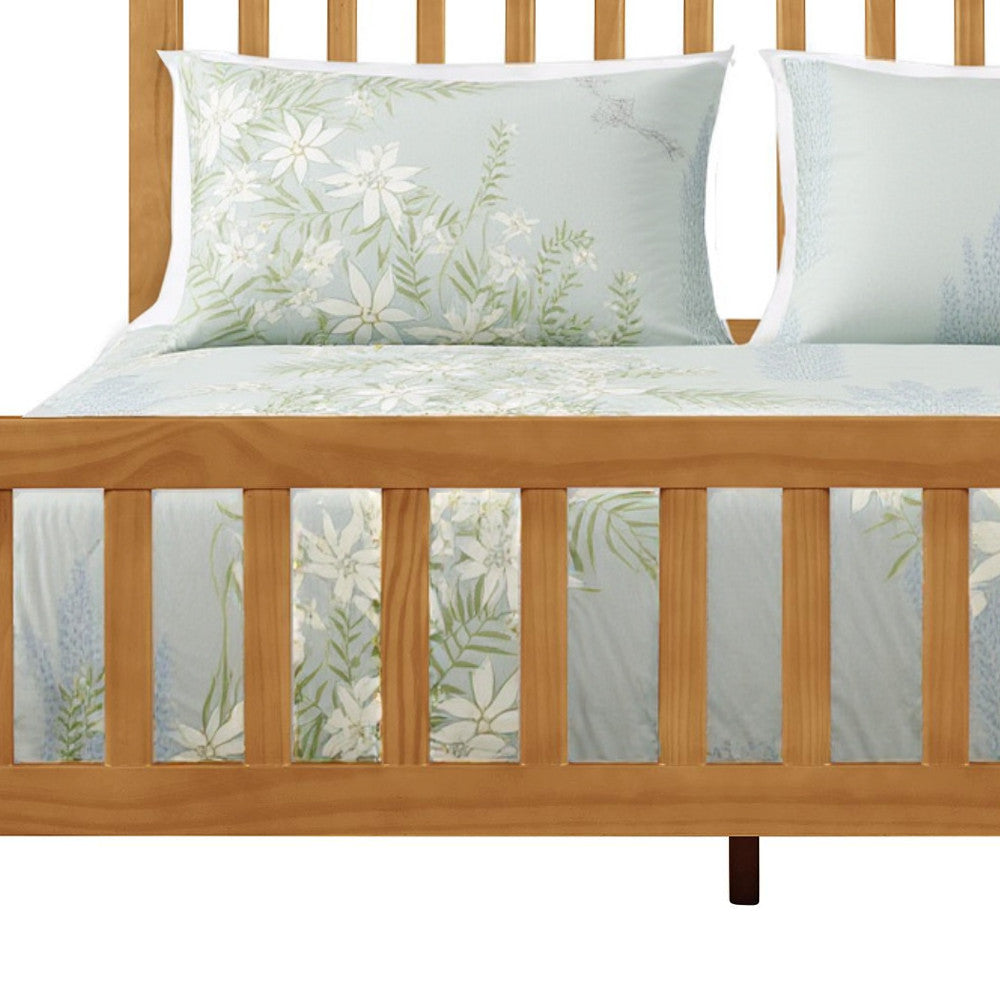 Natural Slat Back Solid Wood Queen Bed Frame