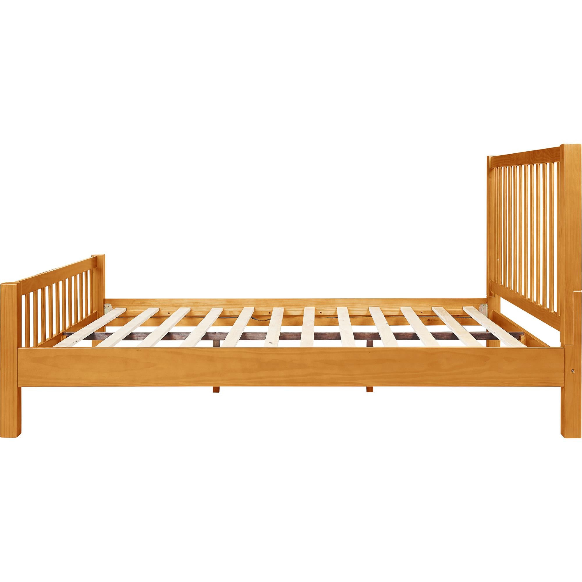 Natural Slat Back Solid Wood Queen Bed Frame